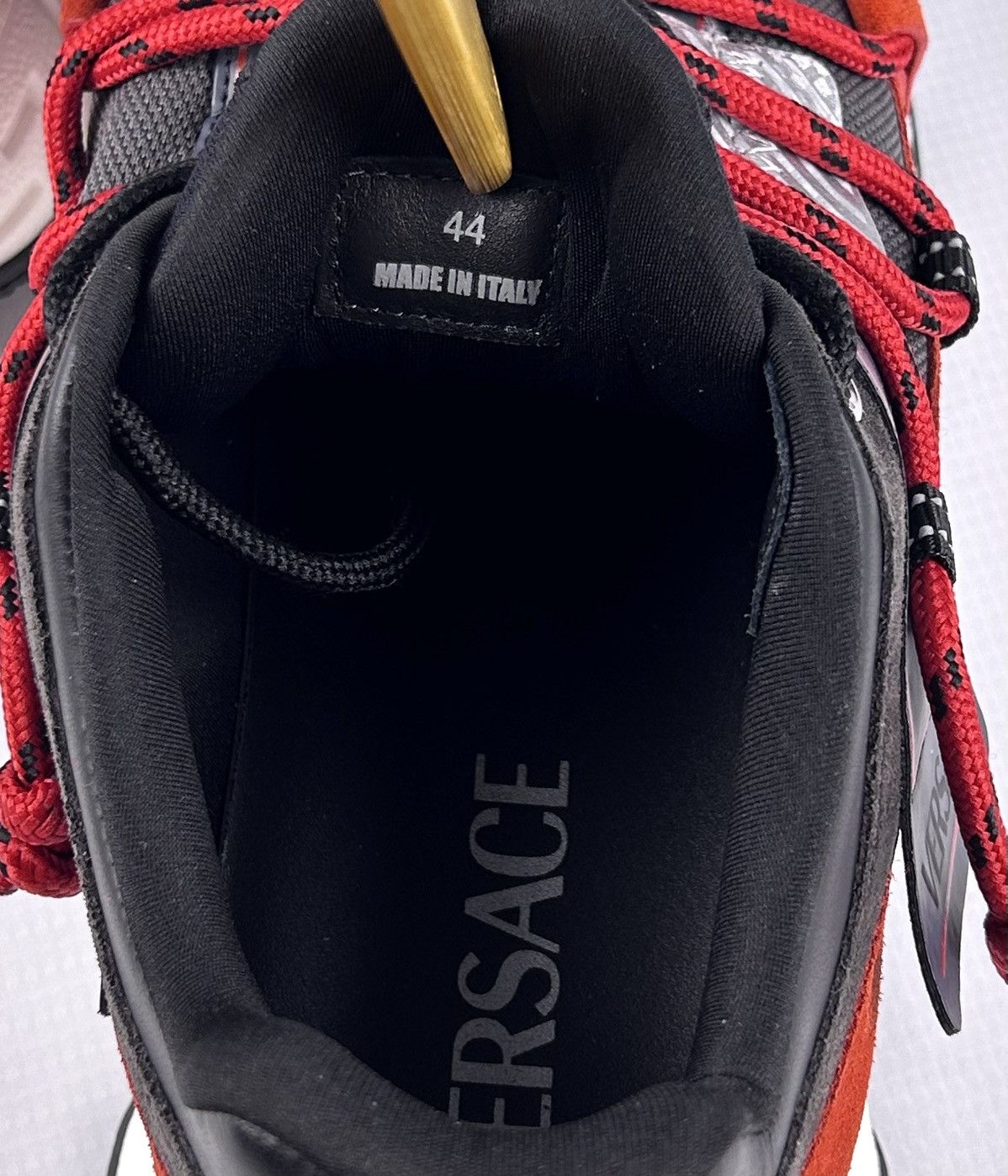Versace Versace Trigreca Sneakers EU44/US11 Gray Red Suede Italy Size US 11 / EU 44 - 4 Thumbnail