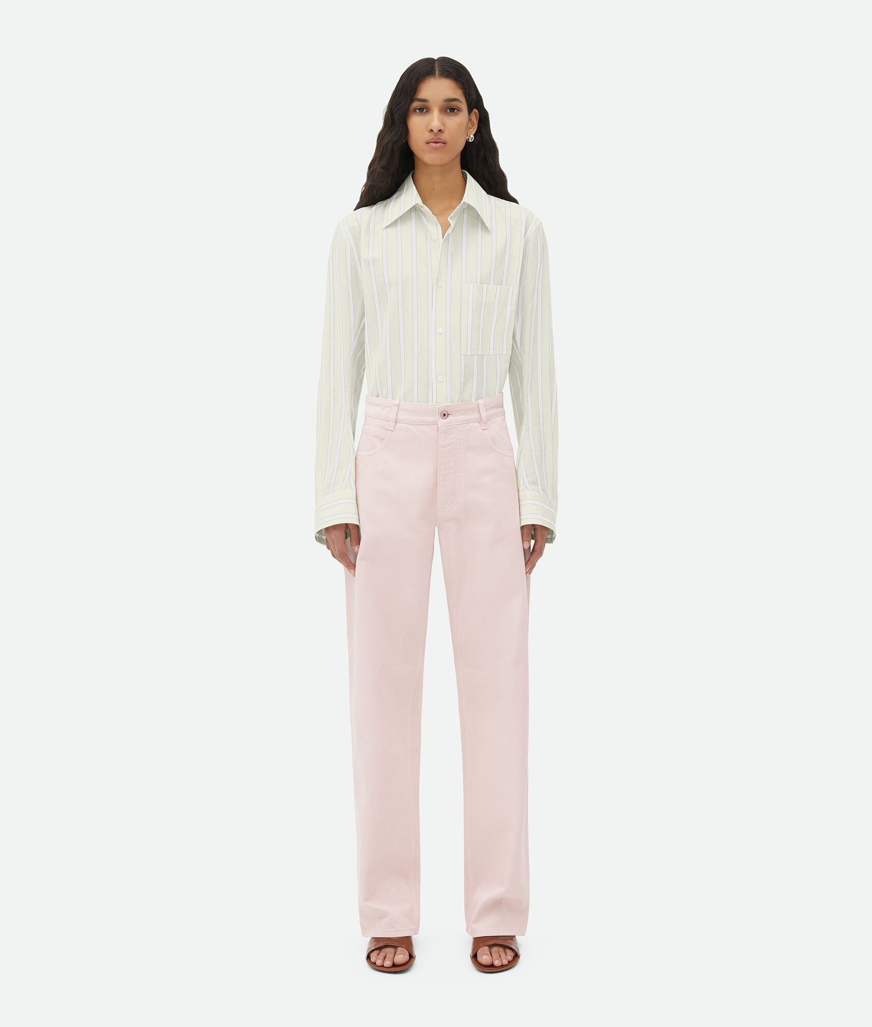 Bottega Veneta o1n1vont0325 Cotton And Linen Relaxed Striped Shirt Size S / US 4 / IT 40 - 4 Thumbnail