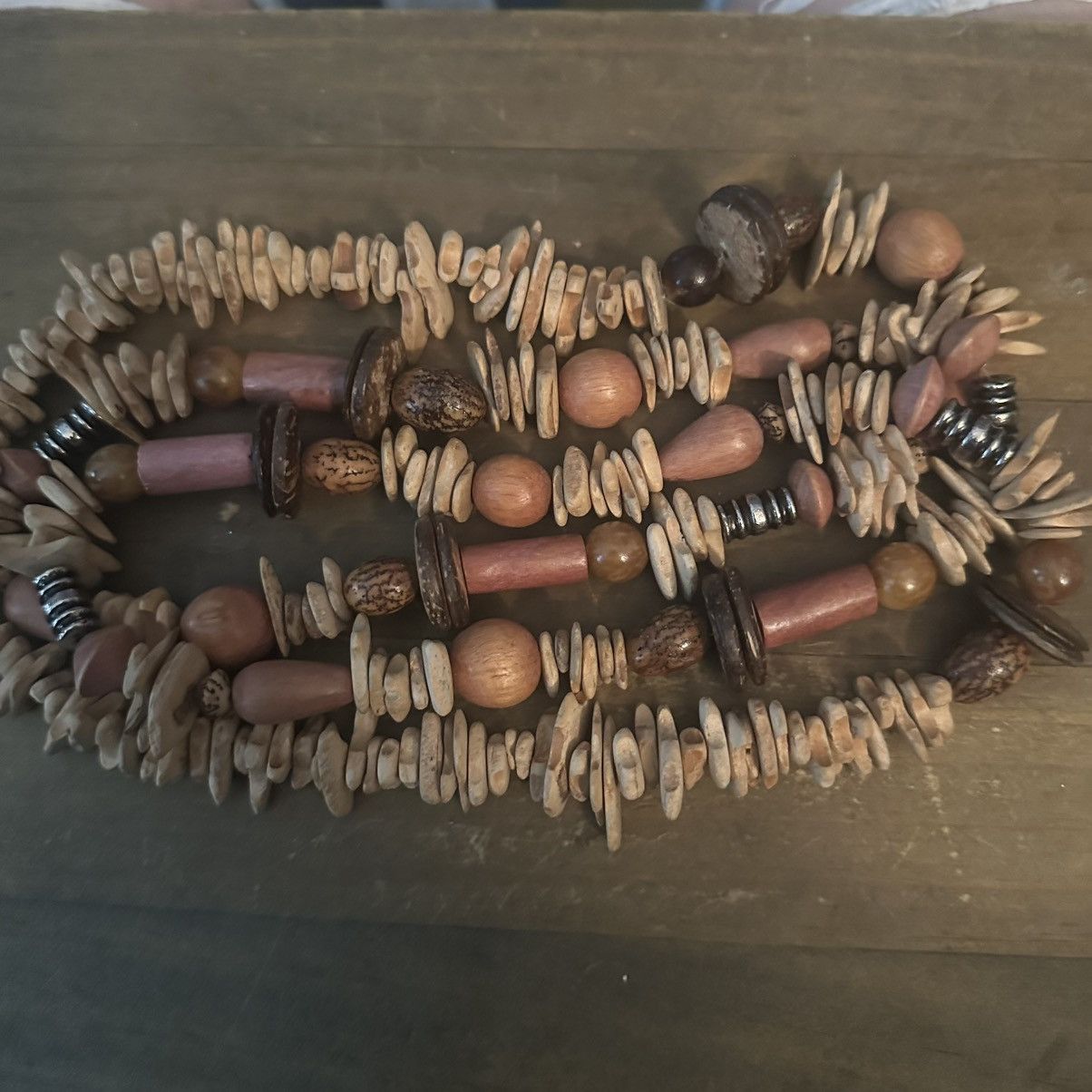 Vintage Vintage tribal coconut shell and wood bead long necklace Size ONE SIZE - 2 Thumbnail