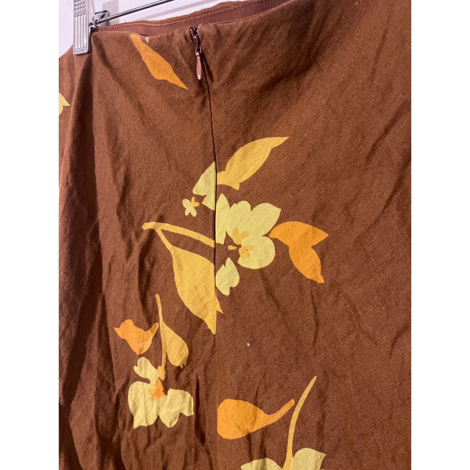 Other RTR Soleil Soleil 5 Brown Floral Linen Strapless Maxi Dress Size XXL / US 16-18 / IT 52-54 - 10 Thumbnail