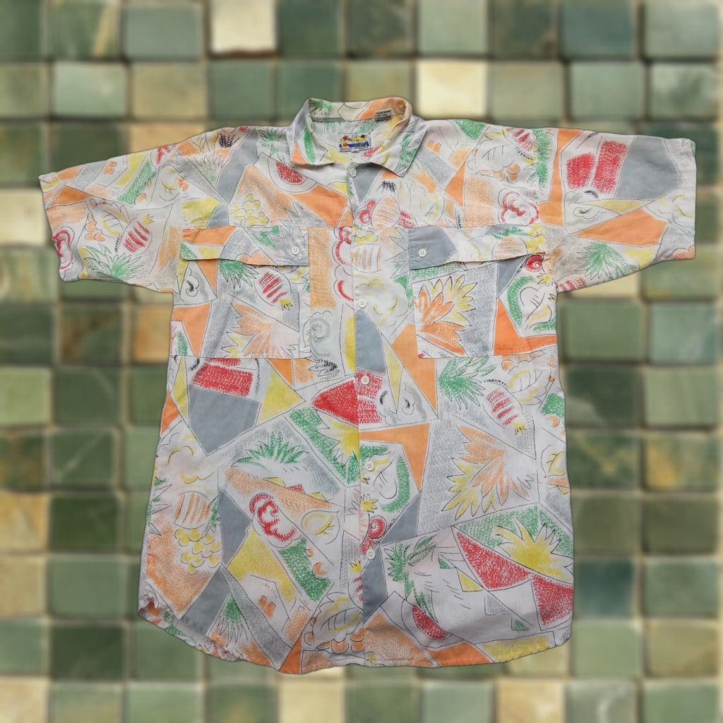 CO VINTAGE Surf & Co Hawaiian Shirt Mens M Floral Abstract Mod Print Shirt Size US M / EU 48-50 / 2 - 1 Thumbnail