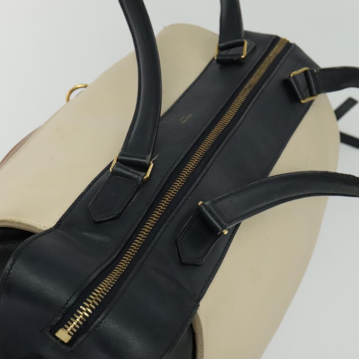 CELINE Ring Bag Hand Bag Leather Beige Gold