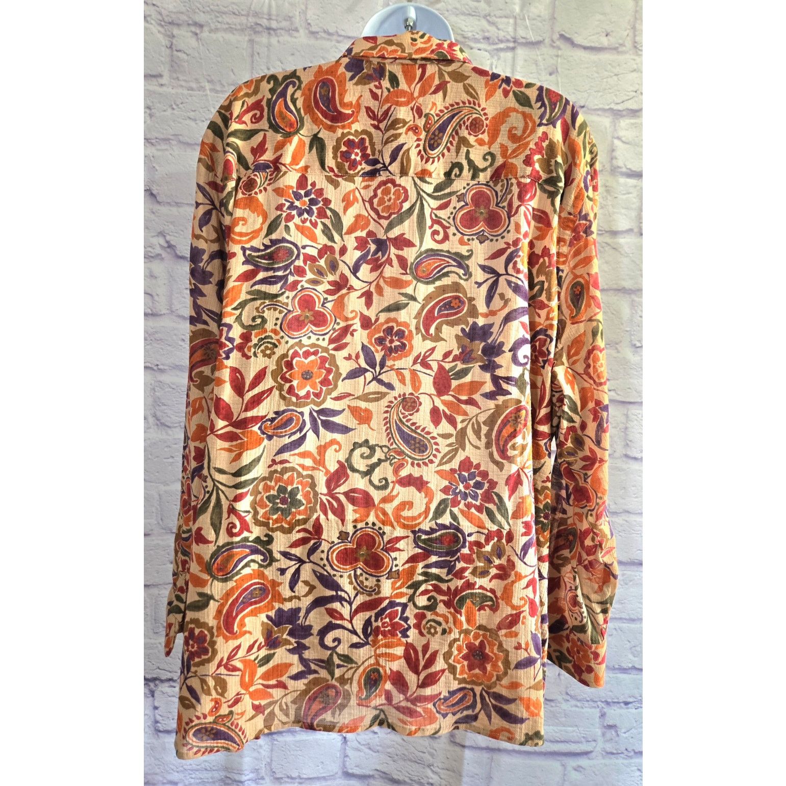 Other Lauren Ralph Lauren Tan Multicolor Floral Button Up Top 1X Size XXL / US 16-18 / IT 52-54 - 4 Thumbnail