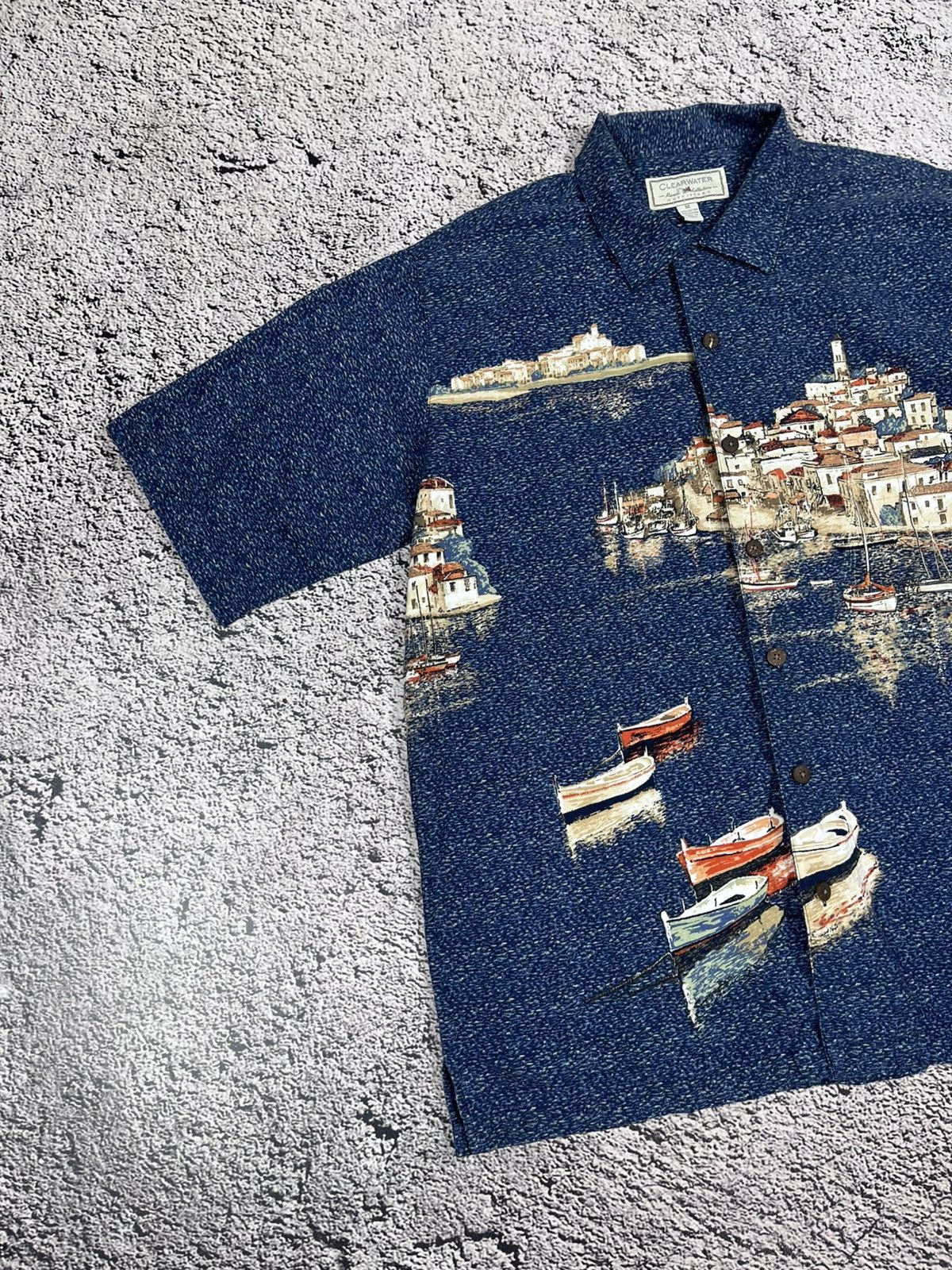 Japanese Brand Vintage Harbor Print Hawaiian Shirt Boats All Over Rayon M Size US M / EU 48-50 / 2 - 2 Thumbnail