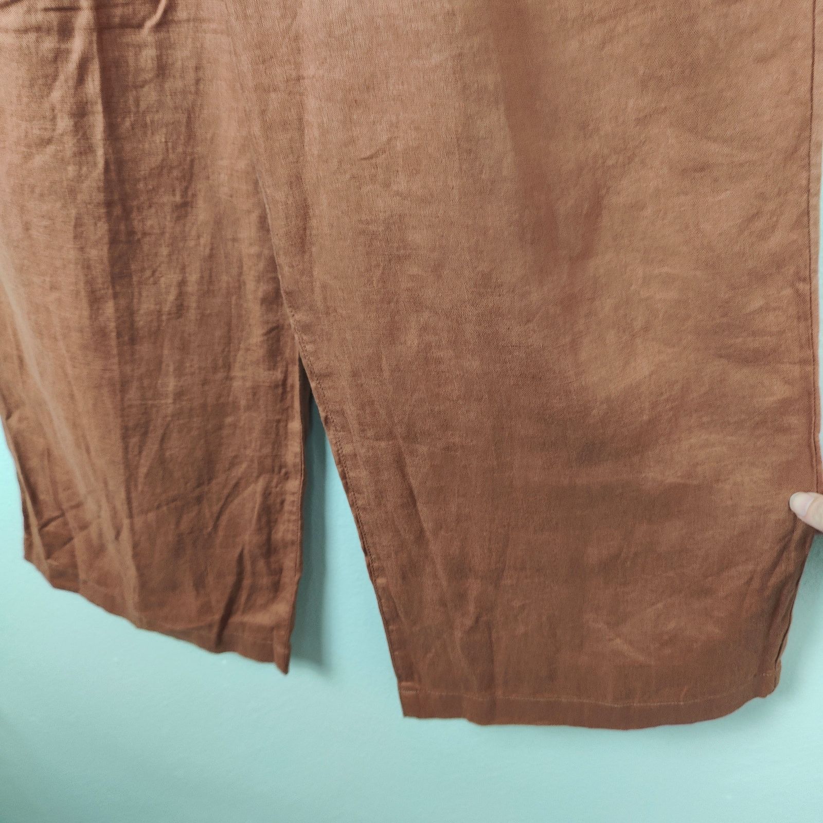 Muji Muji Linen Pants Womens Small Orange Tan Wide Leg Preppy Size 27" / US 4 / IT 40 - 5 Thumbnail