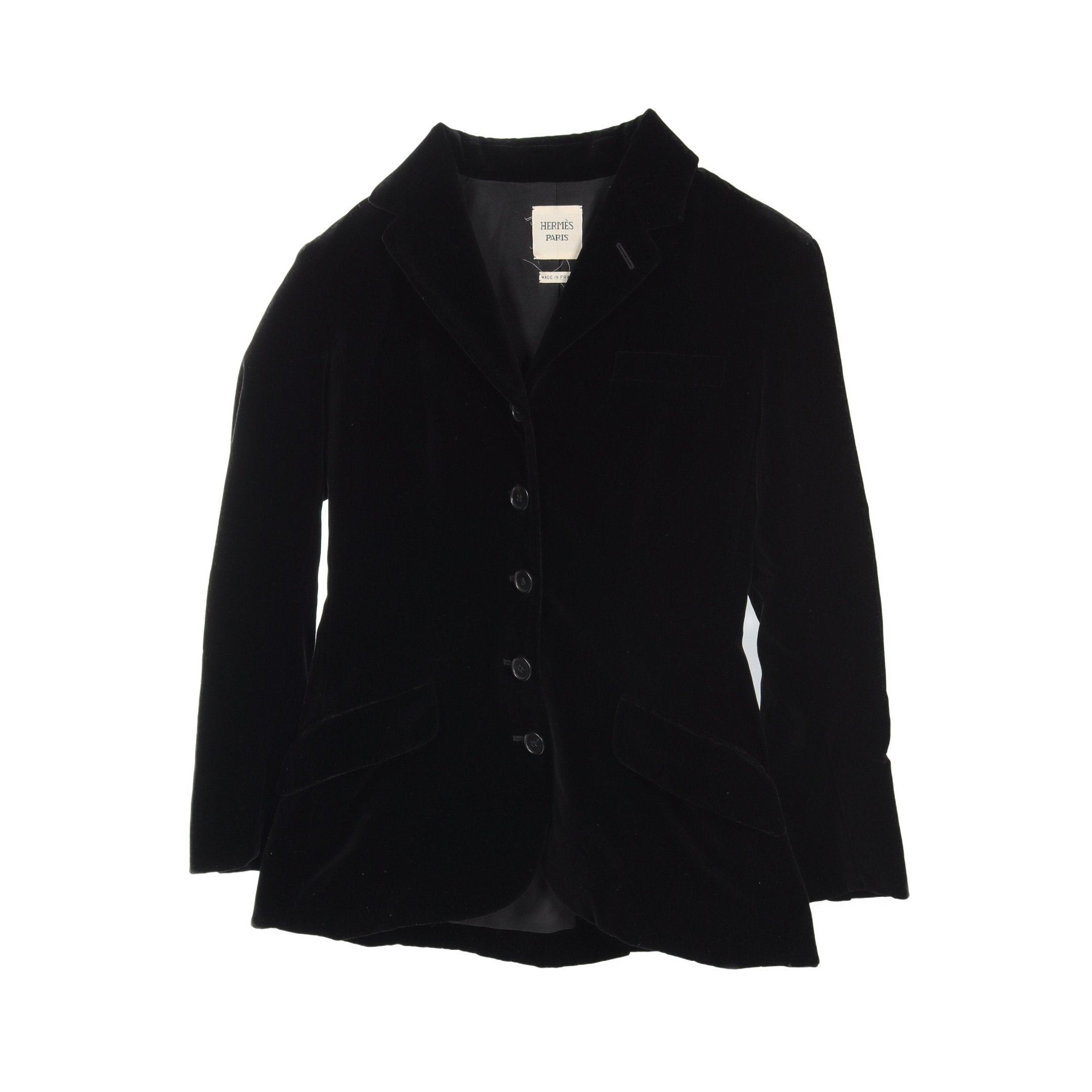 Hermes Hermes Velor Tailored Jacket Cotton Black Size ONE SIZE - 1 Thumbnail