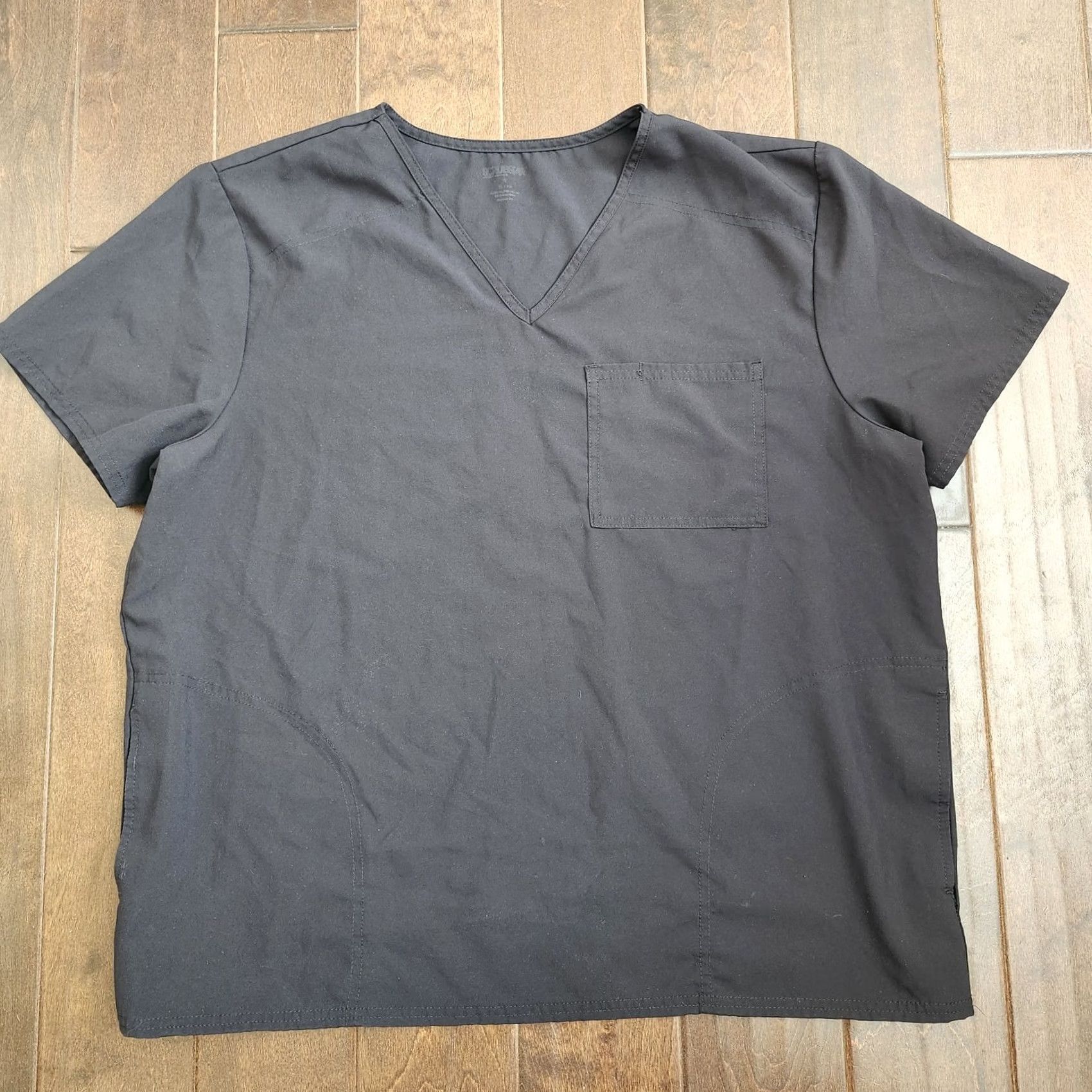 Vintage Scrubstar Women's Black Pocket Scrub Top XL Top, Pocket, Medical, Scrubstar, Women, Black, Solid, XL, Scrub Top Size XL / US 12-14 / IT 48-50 - 2 Thumbnail