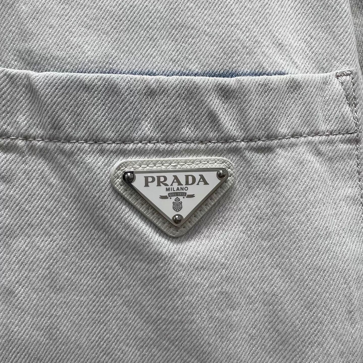 Prada Prada Short Sleeve Denim Shirt Washed Pocket Triangle M Size US M / EU 48-50 / 2 - 3 Thumbnail