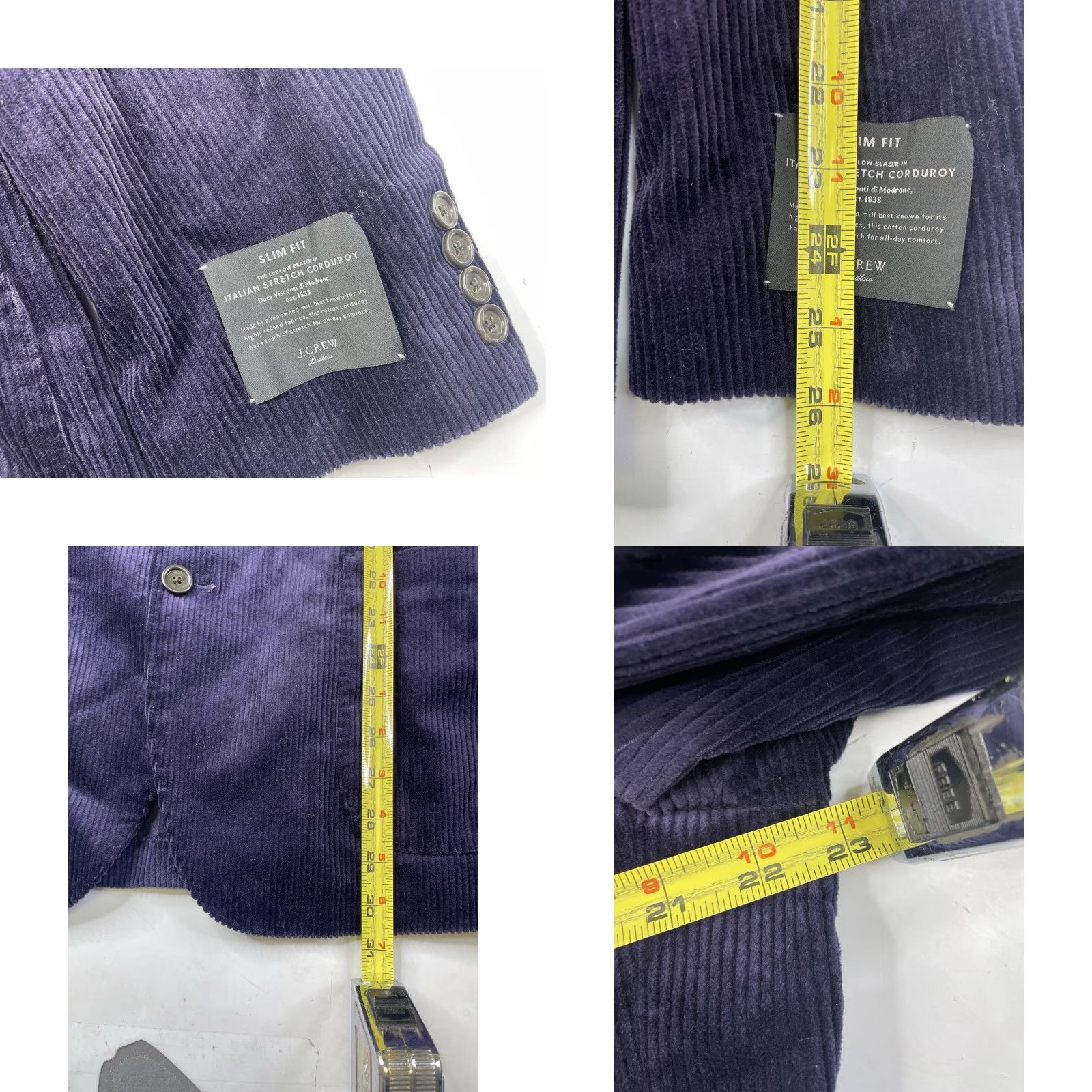 J.Crew VINTAGE J.CREW Blazer Jacket Corduroy Plum Two-Button Slim Fit Navy Dark Plum Mens 44 Regular Notch Lapel Size 44R - 8 Thumbnail