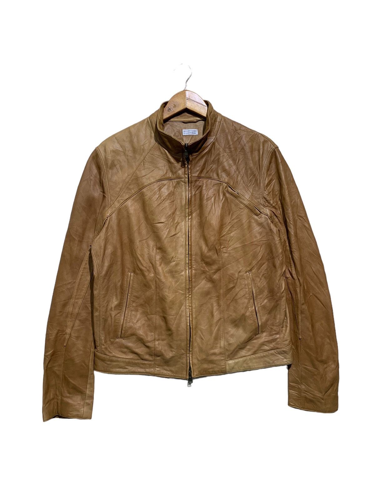 Brunello Cucinelli 🔥BRUNELLO CUCINELLI VERA PELLE LEATHER BIKERS JACKETS Size US M / EU 48-50 / 2 - 1 Thumbnail