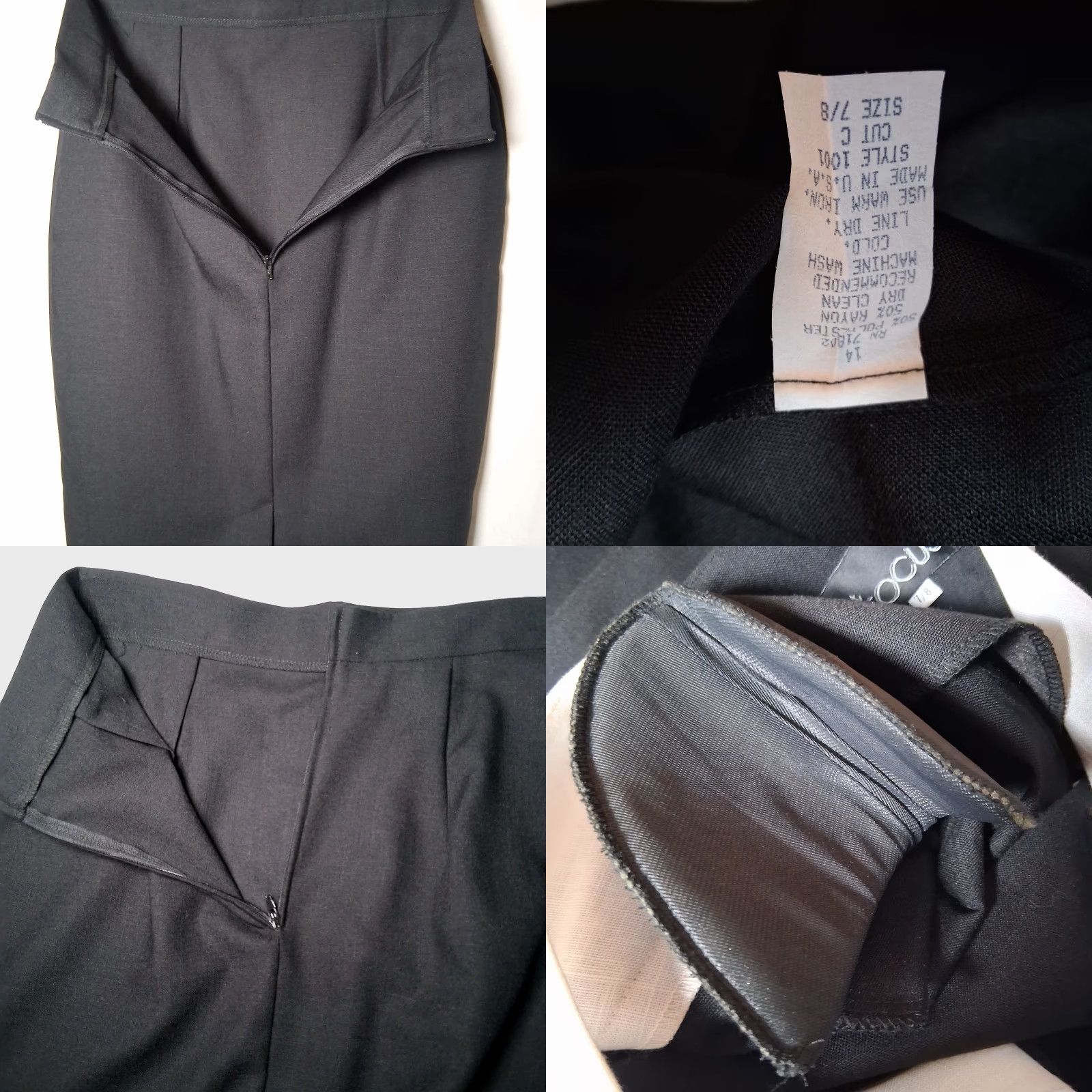 Vintage VINTAGE First Focus 1990s Outfit/Set Skirt Top 2 Piece Black White Office Wear Women 7/8 Midi Pencil 90s 80s Career Wear Size M / US 6-8 / IT 42-44 - 10 Thumbnail