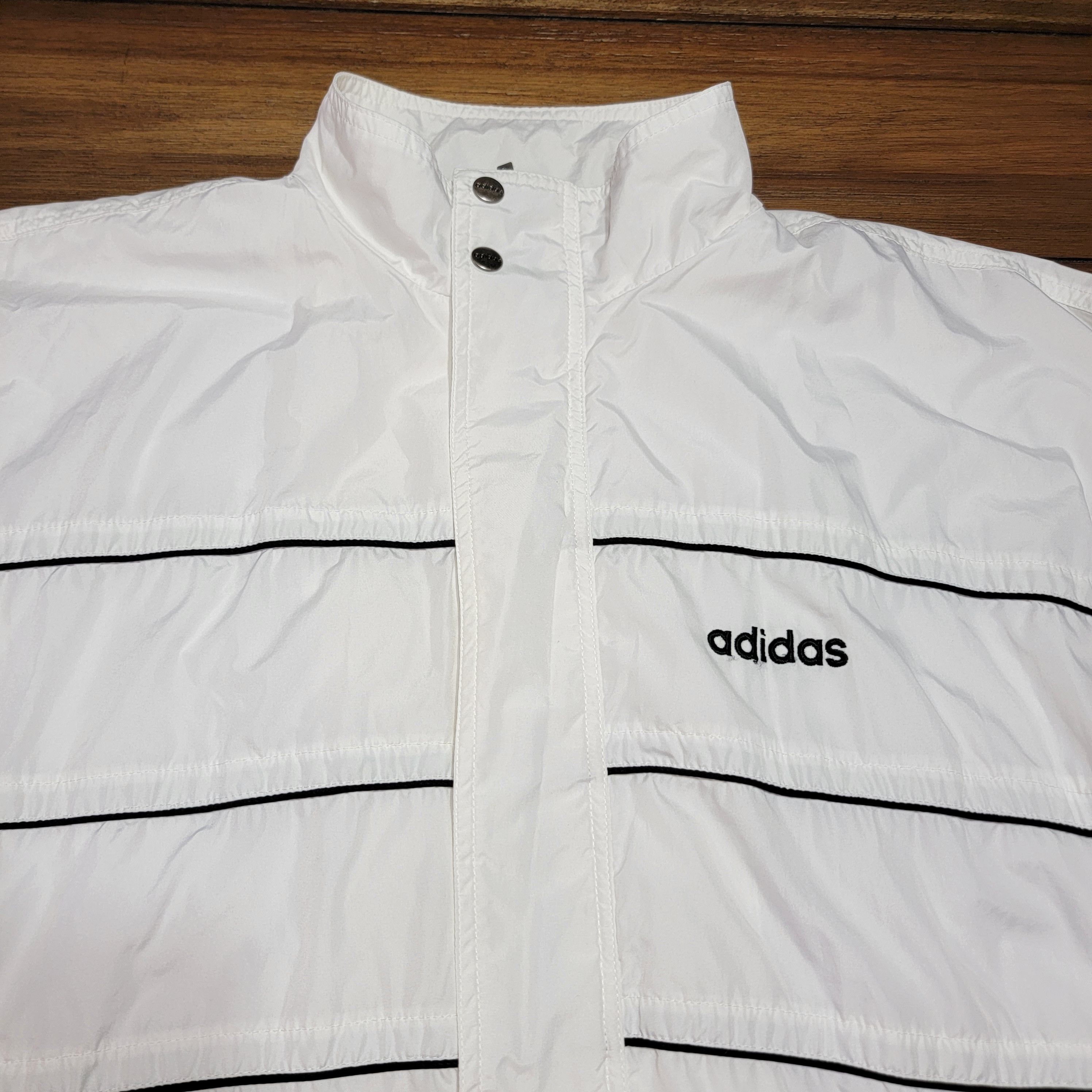 Adidas Adidas White Parachute Style Zip Jacket - Size Large Size L / US 10 / IT 46 - 2 Thumbnail
