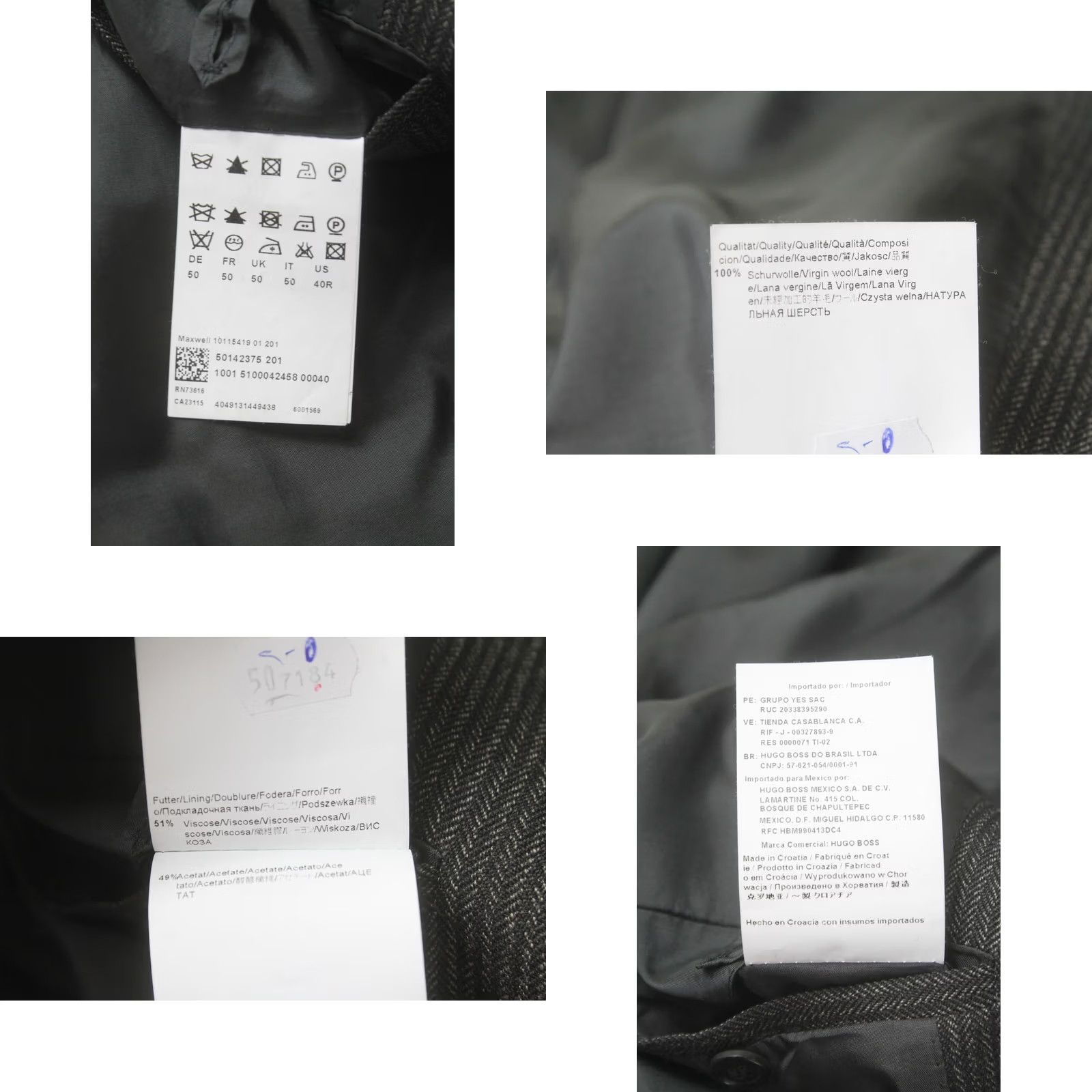 Hugo Boss HUGO BOSS Maxwell Blazer Men's US 40R Virgin Wool Lined Single Breasted Blazer Black Wool Notch Lapel 2 Buttons 80s Size 40R - 8 Thumbnail