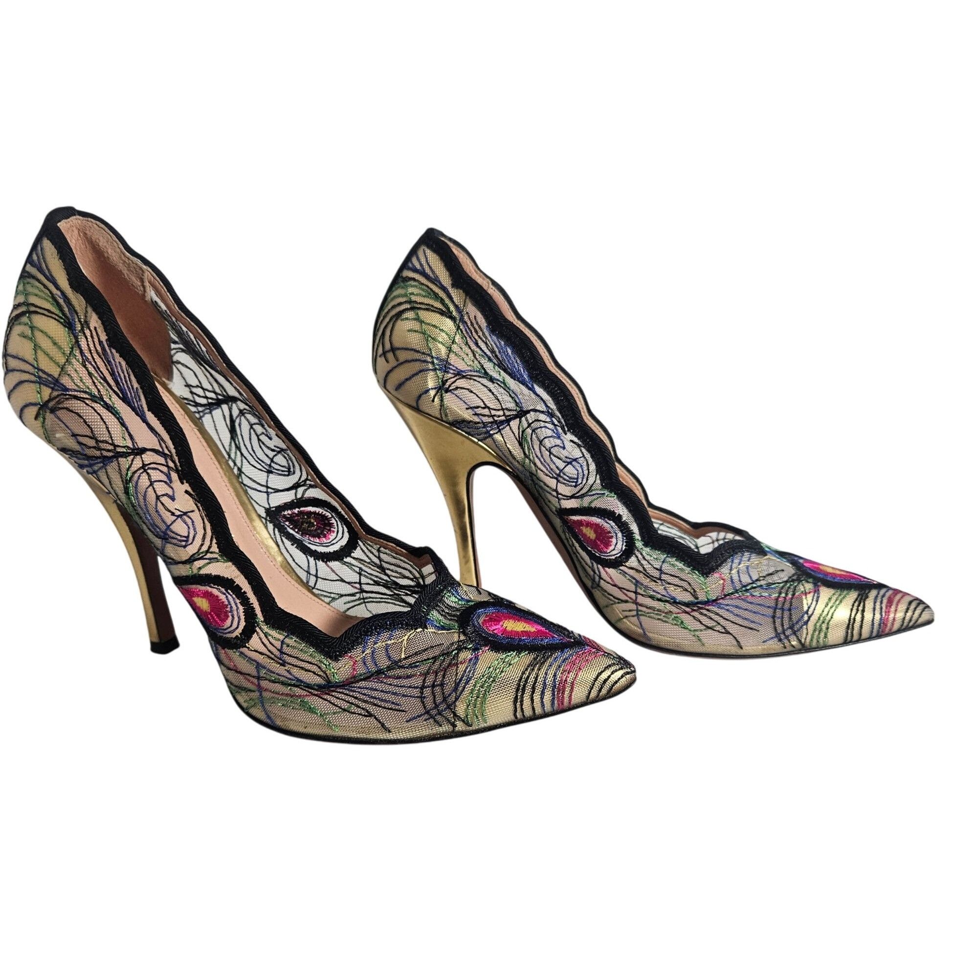 Other Palter DeLiso Women’s Heels Peacock Feather Embroidery 37.5 Size US 7.5 / IT 37.5 - 3 Thumbnail