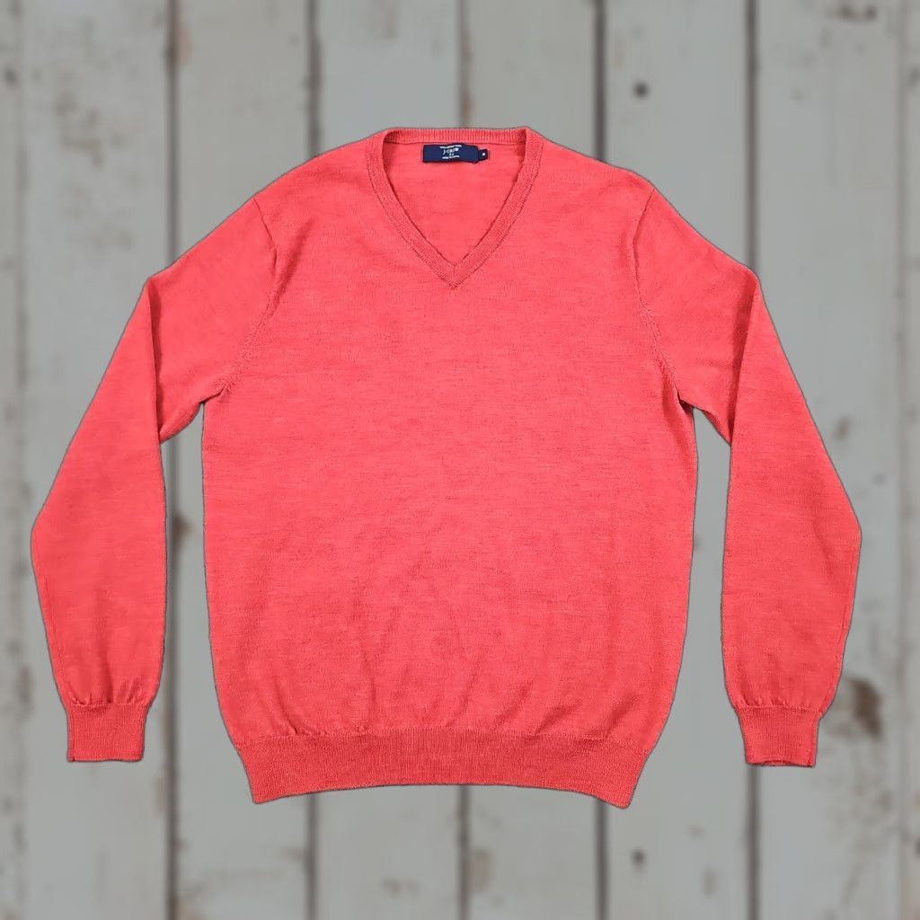 J.CREW Sweater Womens M Red 100% Merino Wool Lightweight Casual Fall V-Neck