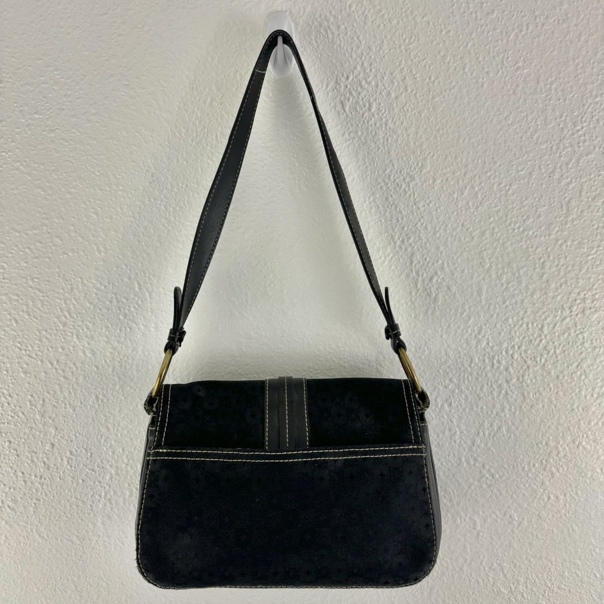 Other LIZ CLAIBORNE 90s Black Faux Leather Fabric Shoulder Bag Size ONE SIZE - 6 Thumbnail