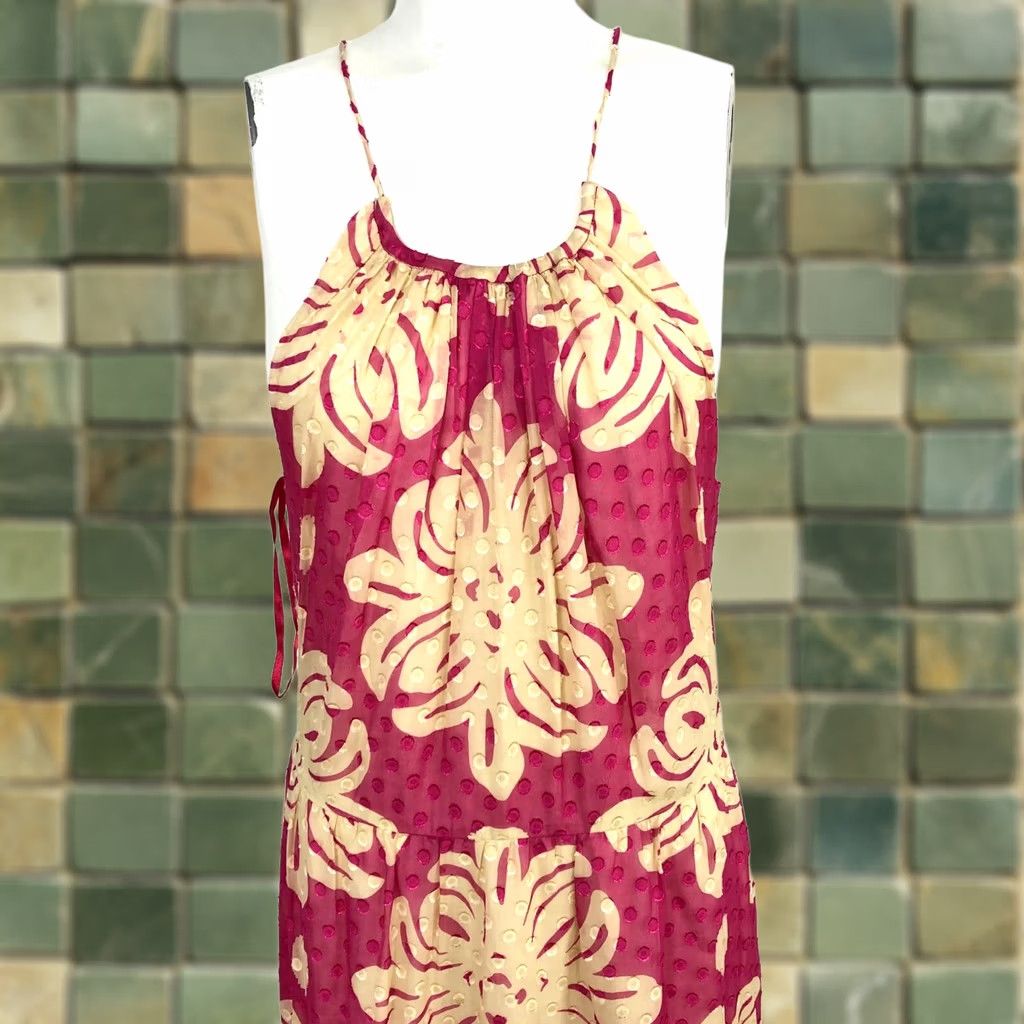 Vineyard Vines Vineyard Vines Maxi Dress Halter Pink Ivory 4 Women Sleeveless Long Silk Blend 14 Size S / US 4 / IT 40 - 1 Thumbnail