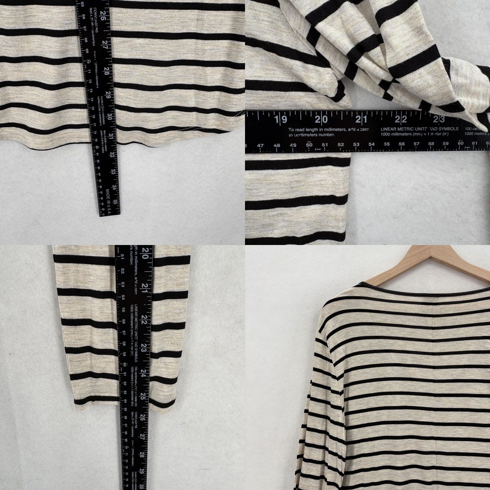 Gap Gap Shirt Womens XL Beige Oatmeal Stripe V Neck Tunic Top Long Sleeve Rayon NWT Size XL / US 12-14 / IT 48-50 - 8 Thumbnail