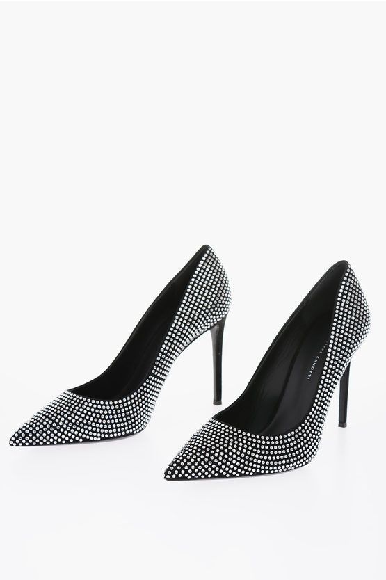 image of Giuseppe Zanotti 10.5Cm Leather Rhinestone Embellished Kanda Pumps Shoes in Black, Women's (Size 8)