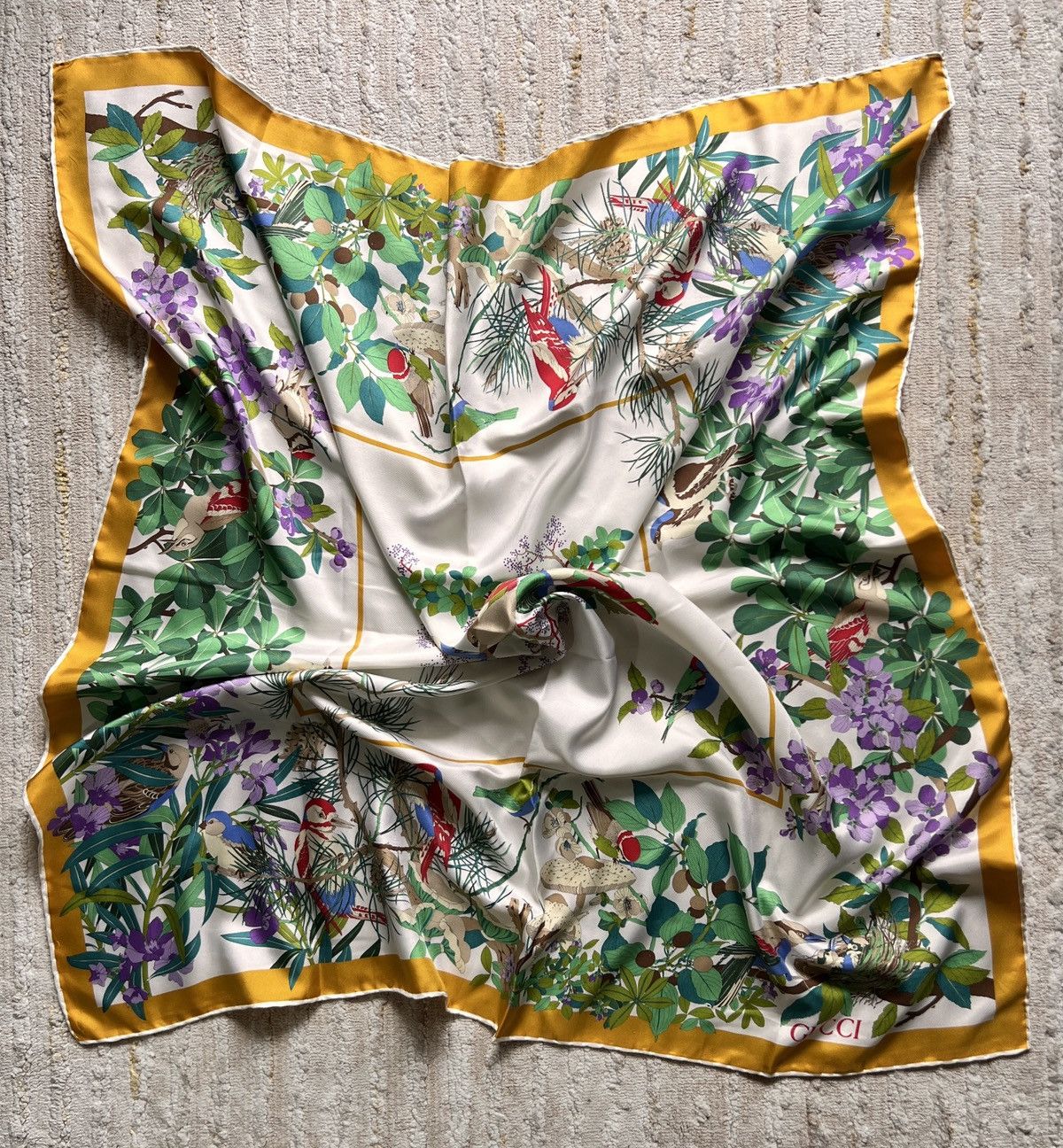 Gucci Gucci Floral Whimsical Printed Silk Scarve Size ONE SIZE - 1 Thumbnail