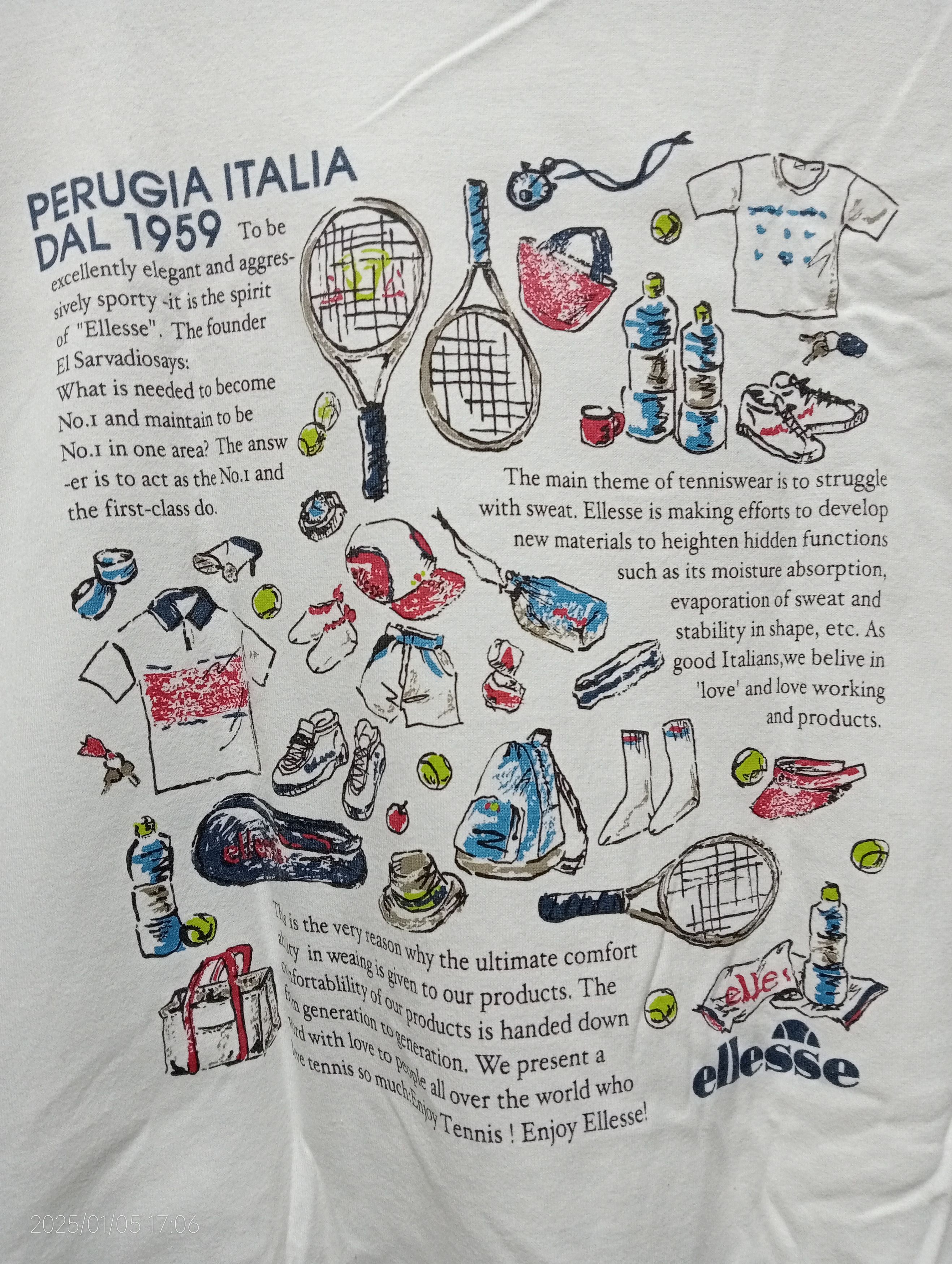 Ellesse Vintage '90s Ellese Perugia Italia Single Stitch Tee Size US L / EU 52-54 / 3 - 3 Thumbnail