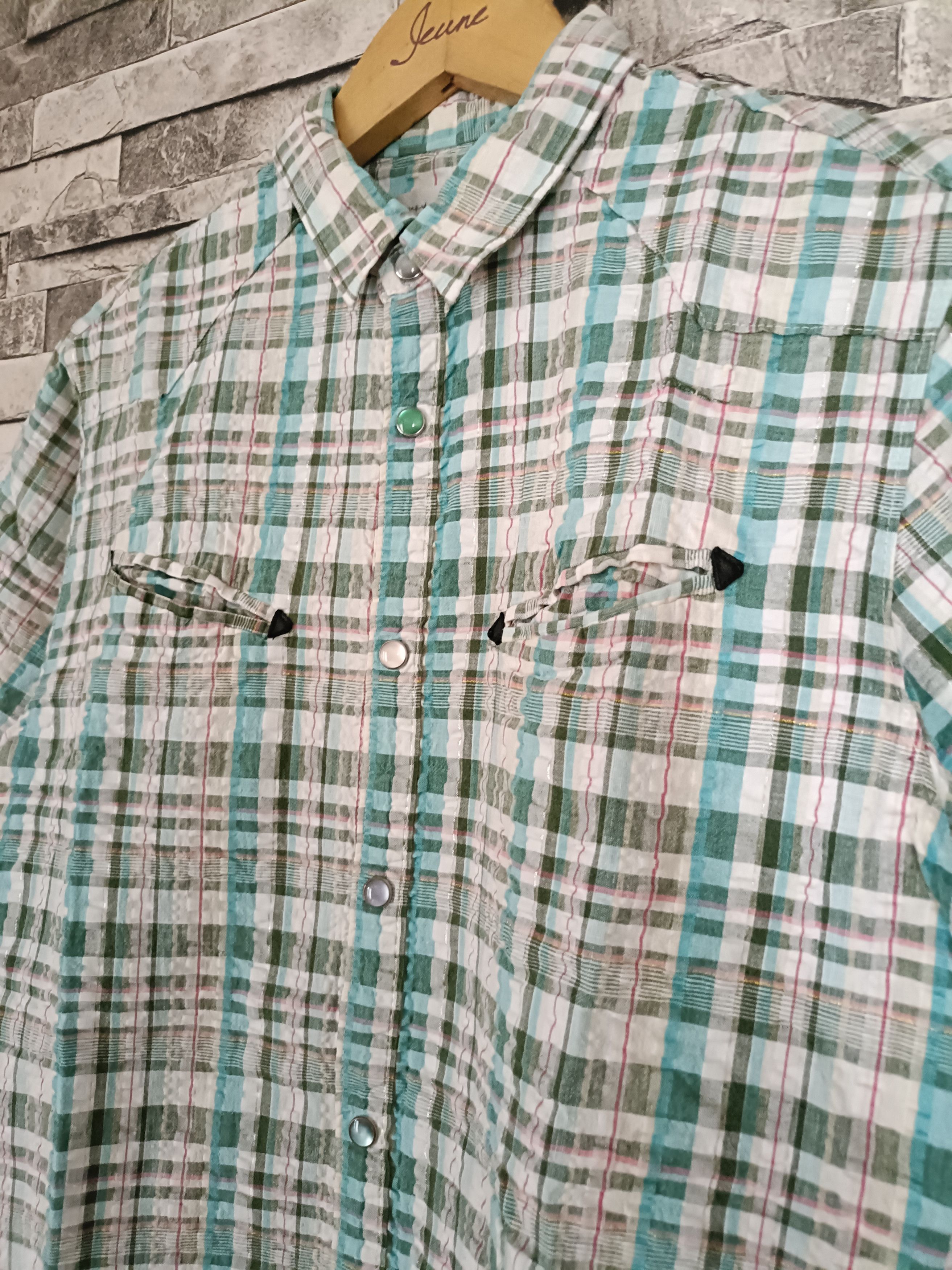 SHIPS Ships jet blue crinkle gem buttons shirt Size US L / EU 52-54 / 3 - 2 Thumbnail