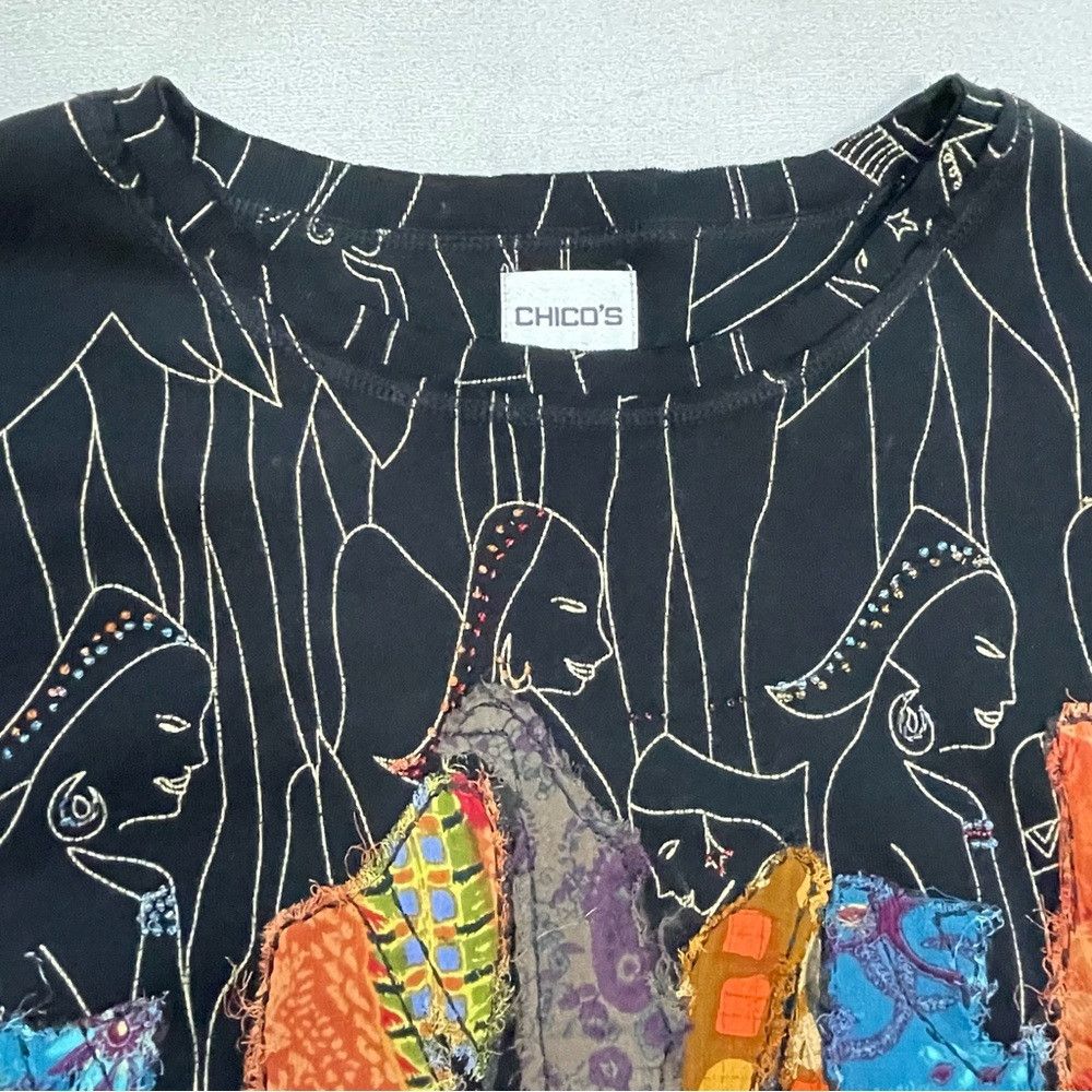 Chicos Chico's Bohemian Embroidered Long Sleeve Cotton Top Size 1 Size M / US 6-8 / IT 42-44 - 7 Thumbnail