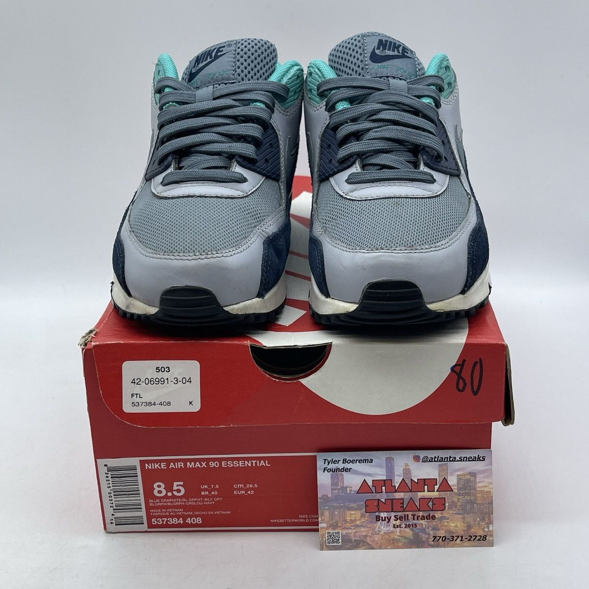 Nike Air max 90 wolf grey blue graphite Size US 8.5 / EU 41-42 - 2 Thumbnail
