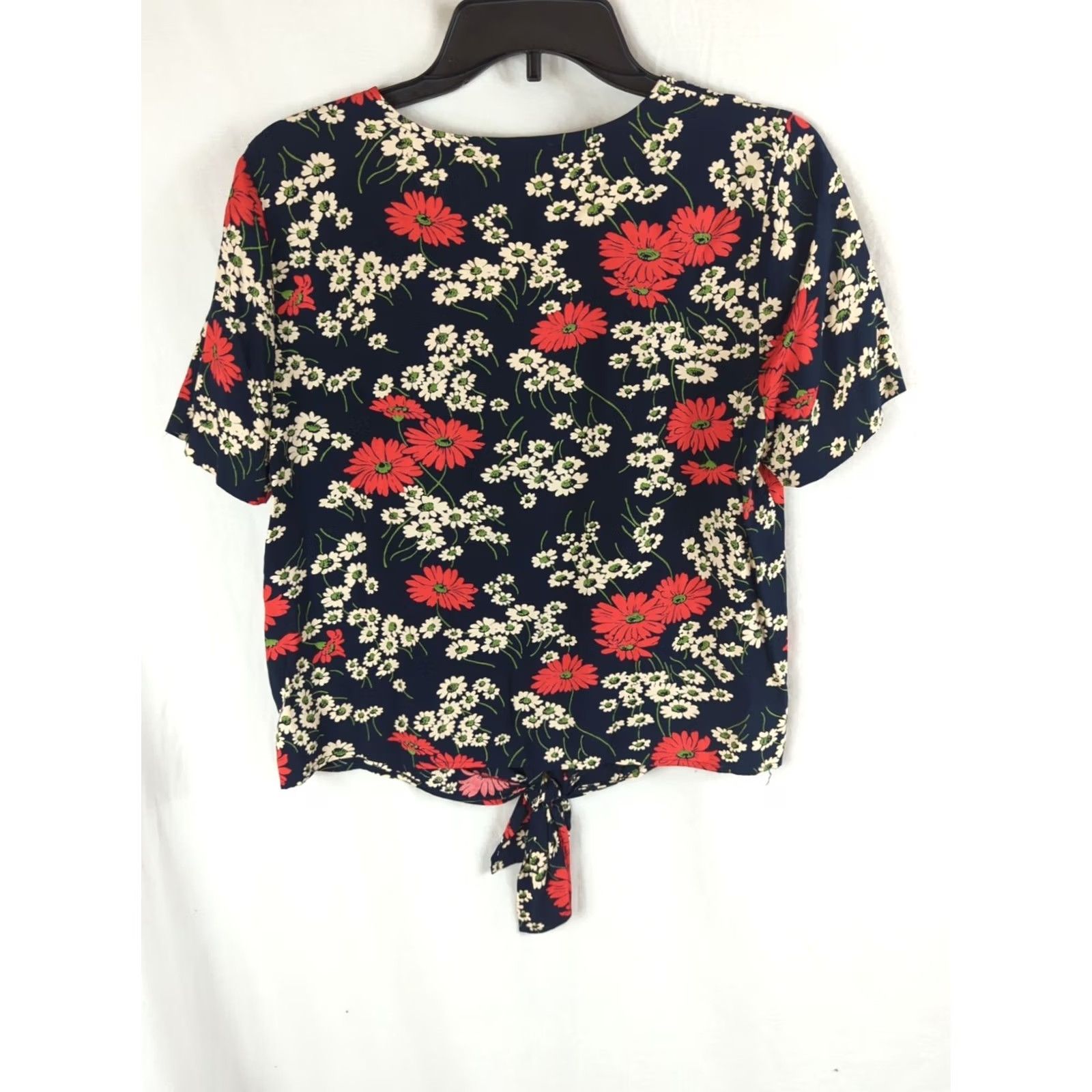 Madewell Madewell Women Tie-Front Top Shirt Size S Blue Hillside Daisies Short Sleeve Feminine Casual Size S / US 4 / IT 40 - 5 Thumbnail