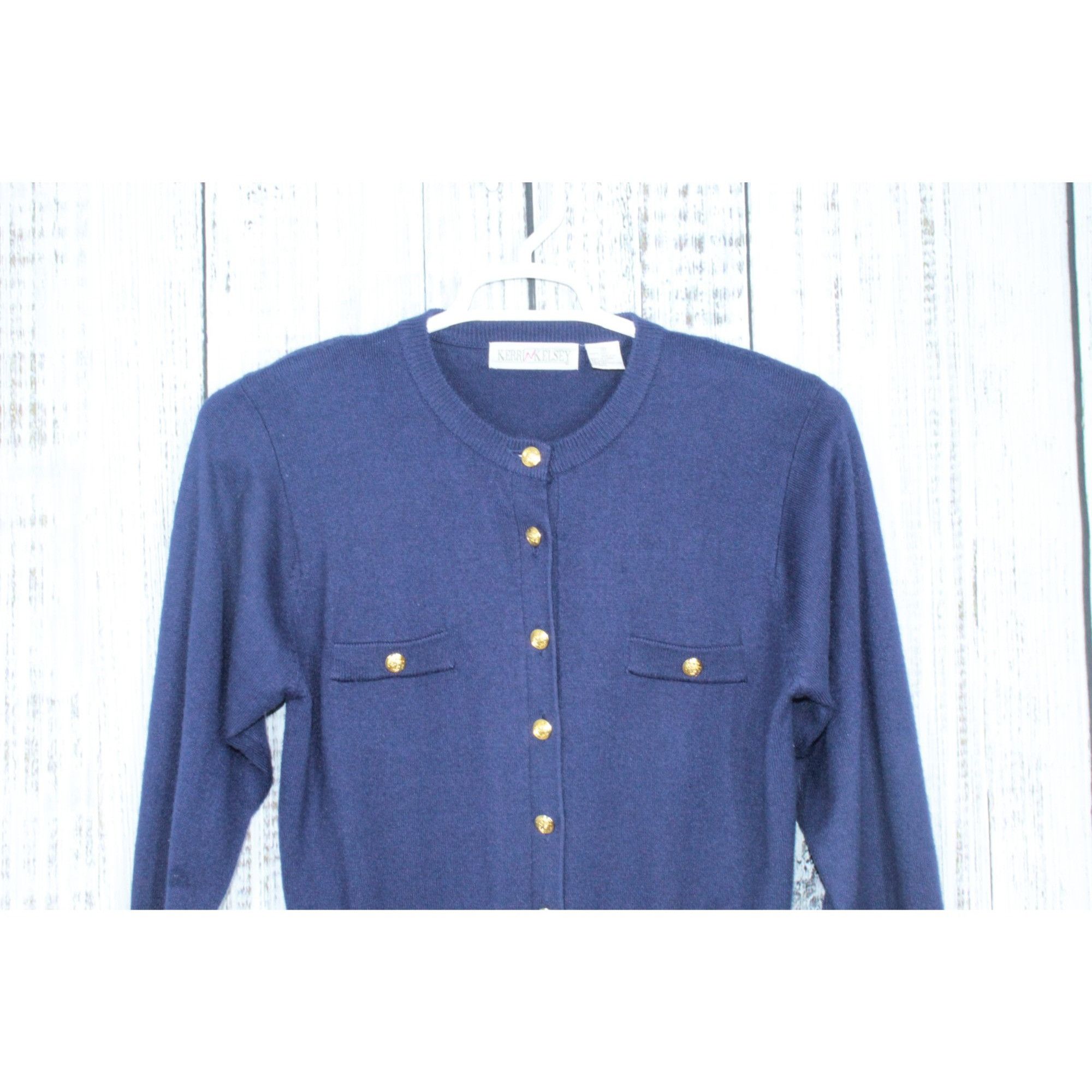 Other Kerri N Kelsy Women's Navy Blue Gold Button Acrylic Sweater Size S / US 4 / IT 40 - 2 Thumbnail