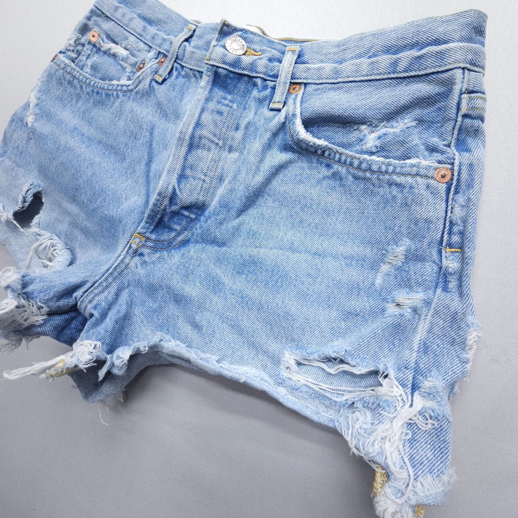 Agolde AGOLDE Parker Distressed Jean Shorts Womens 26 Blue Button Fly Rigid Denim Shirt? Size 26" / US 2 / IT 38 - 5 Thumbnail