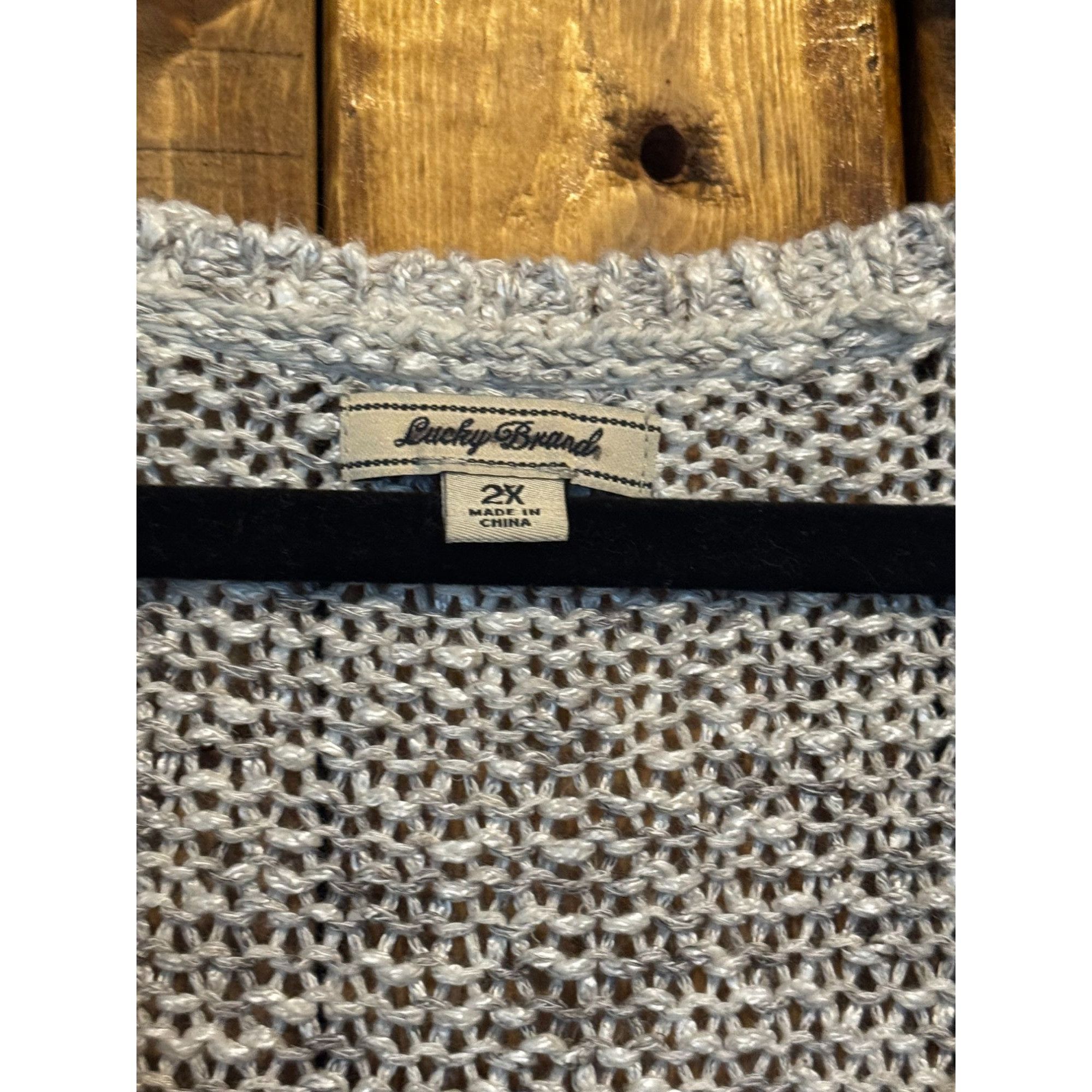 Lucky Brand Lucky Brand Gray Knit V-Neck Sweater 2X Viscose/Acrylic/Line Size XXL / US 16-18 / IT 52-54 - 5 Thumbnail