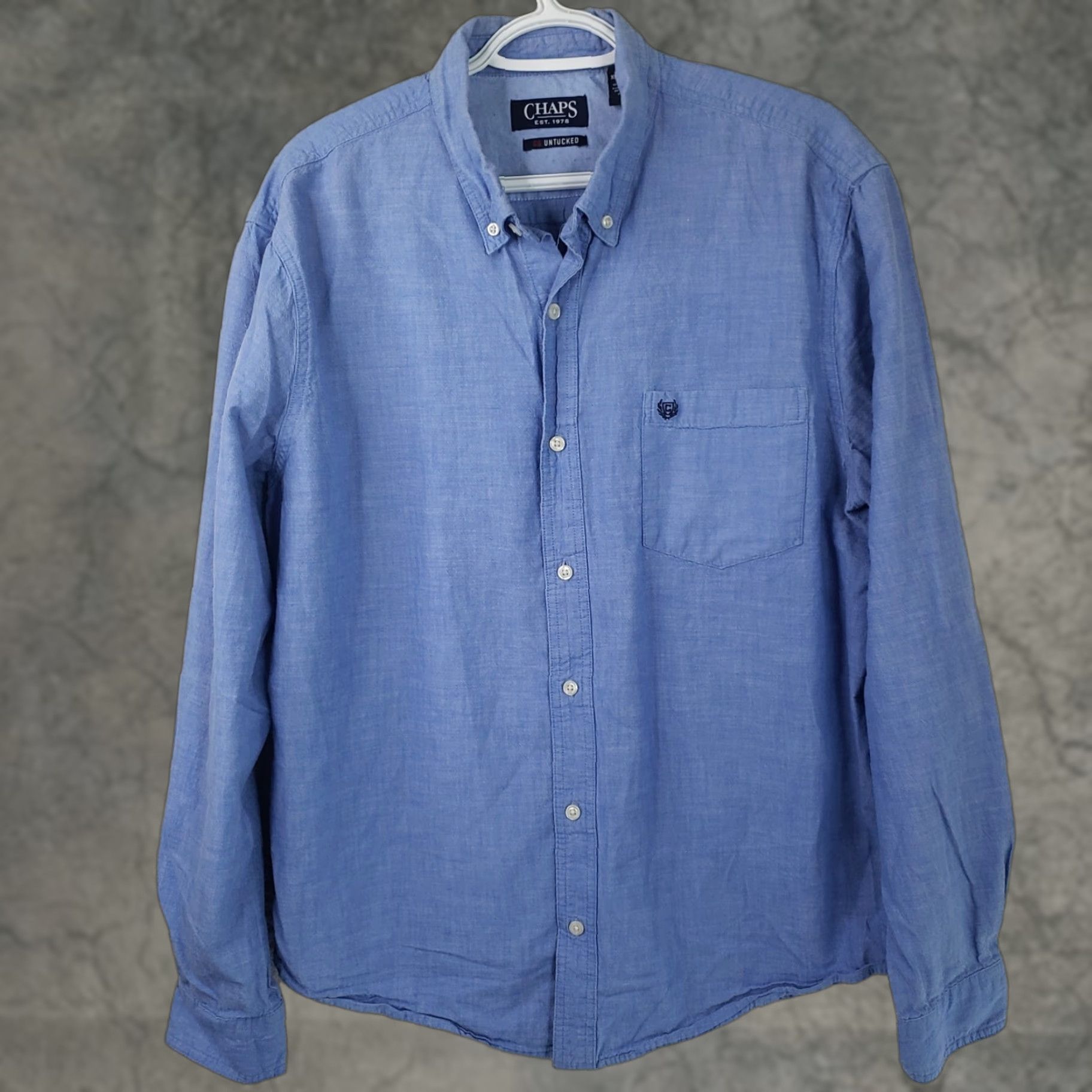 Chaps CHAPS Button-Down Shirt XL Blue Easy Care Long Sleeve Shirt with Pockets Size US XL / EU 56 / 4 - 1 Thumbnail