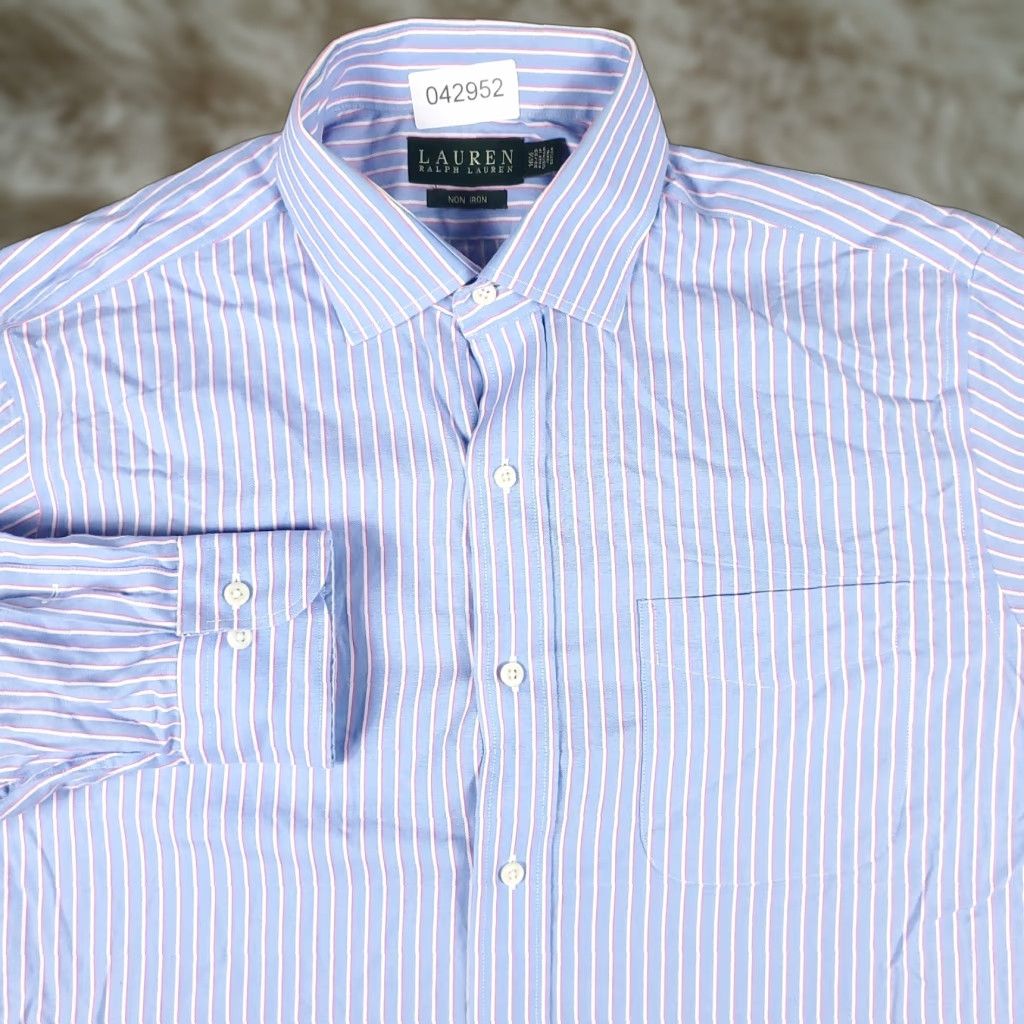 Ralph Lauren Ralph Lauren Dress Shirt Mens 16.5 Blue Striped Long Sleeve Button-Down Casual Workwear Size 42R - 1 Thumbnail