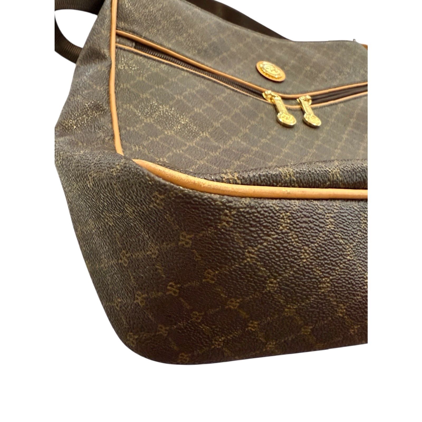 Brioni RIONI Aletta Daily Messenger Crossbody Bag Brown Signature Monogram EUC Purse Handbag Size ONE SIZE - 4 Thumbnail