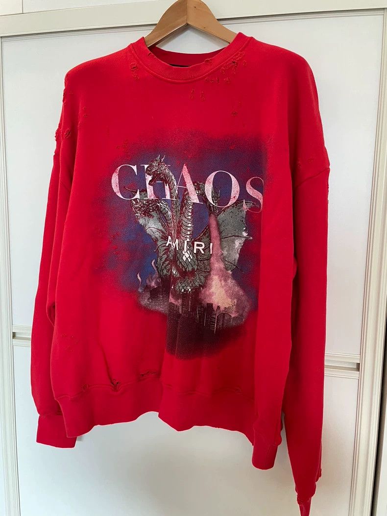 Amiri Amiri Kidora damage hoodie red 2501-Nextarrow Size US M / EU 48-50 / 2 - 1 Thumbnail
