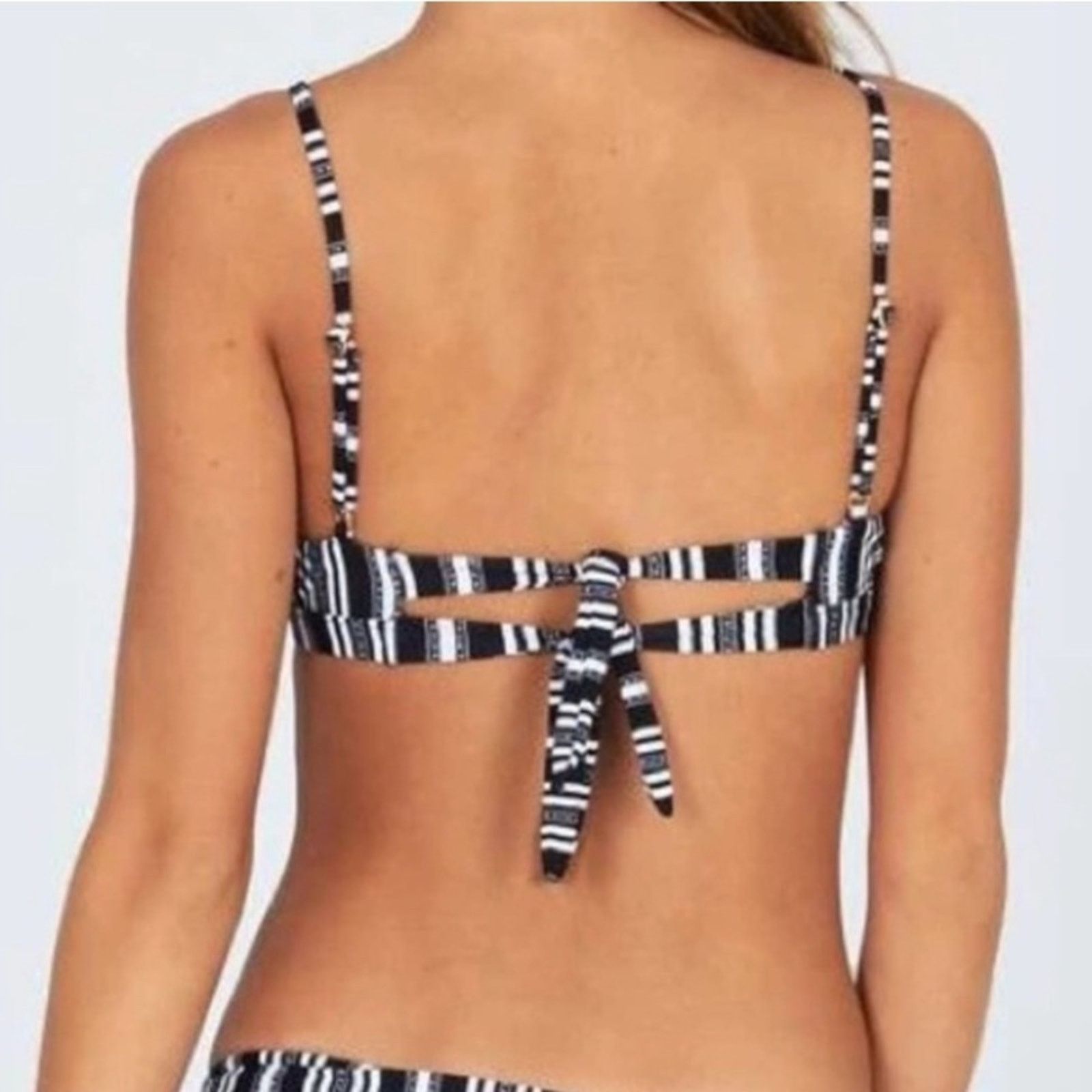 Anthropologie AMUSE SOCIETY Black White Stripe Triangle Top Bikini Swim Size ONE SIZE - 14 Thumbnail