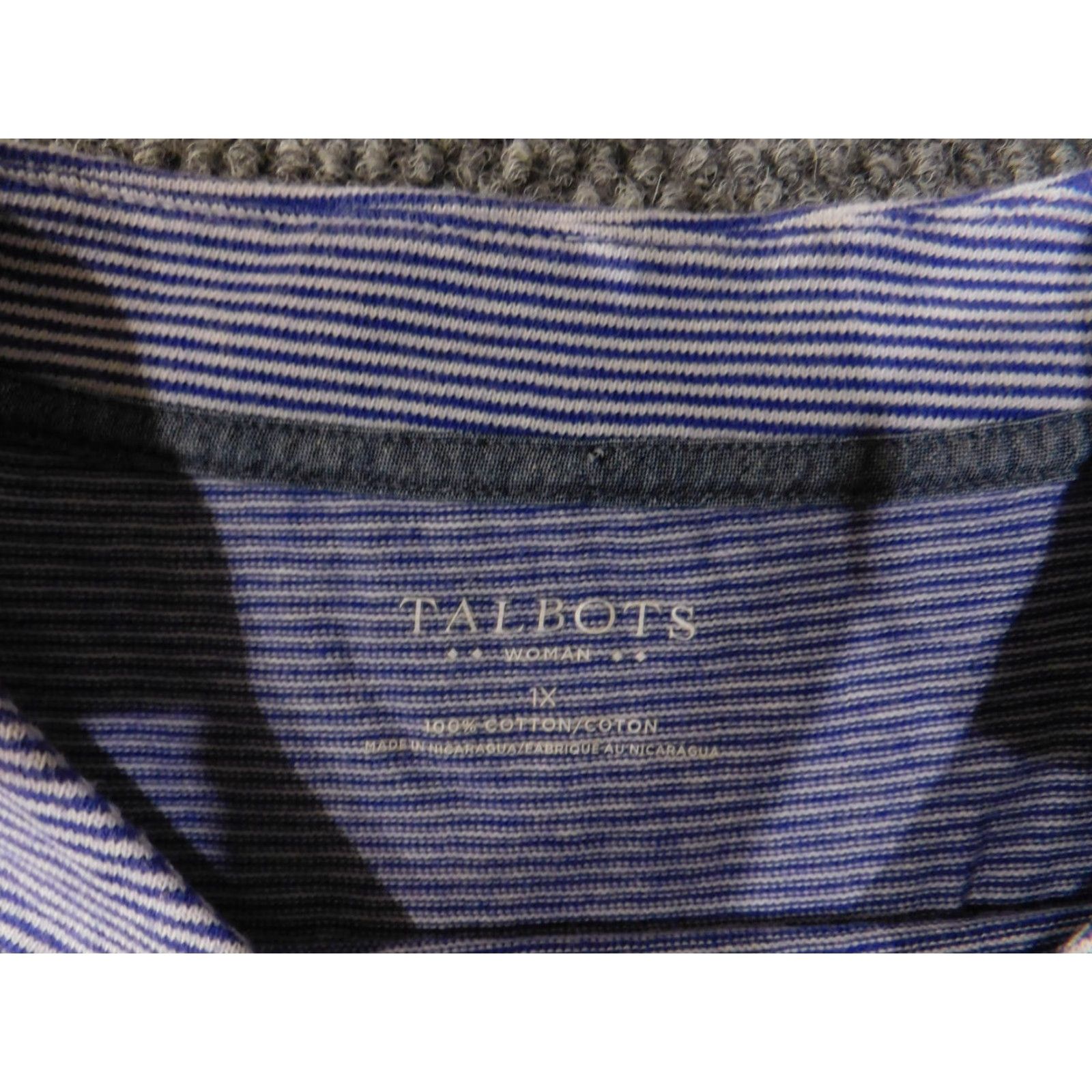 Talbots Talbots Shirt Womens XL Blue Striped Knit Stretch Casual Tee Crew Neck Long Sleeve Cotton Regular Vintage No Size XL / US 12-14 / IT 48-50 - 6 Thumbnail