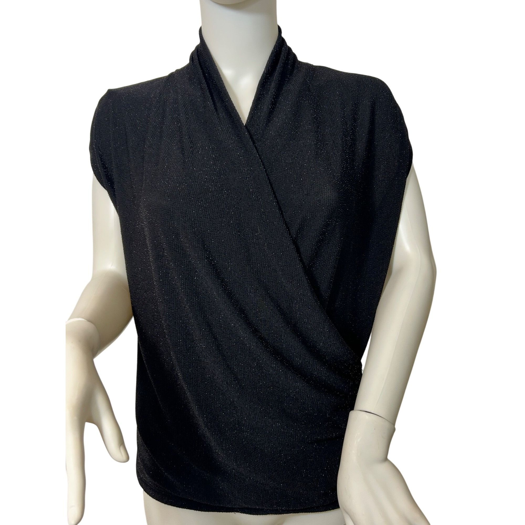 Other Josephine Chaus Top M Black Metallic Cap Sleeve Low Cowl Nec Size M / US 6-8 / IT 42-44 - 1 Thumbnail