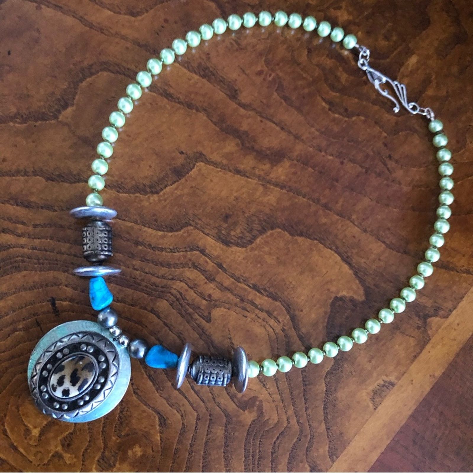 Handmade Handcrafted repurpose animal print ceramic Pearl necklace Size ONE SIZE - 10 Thumbnail