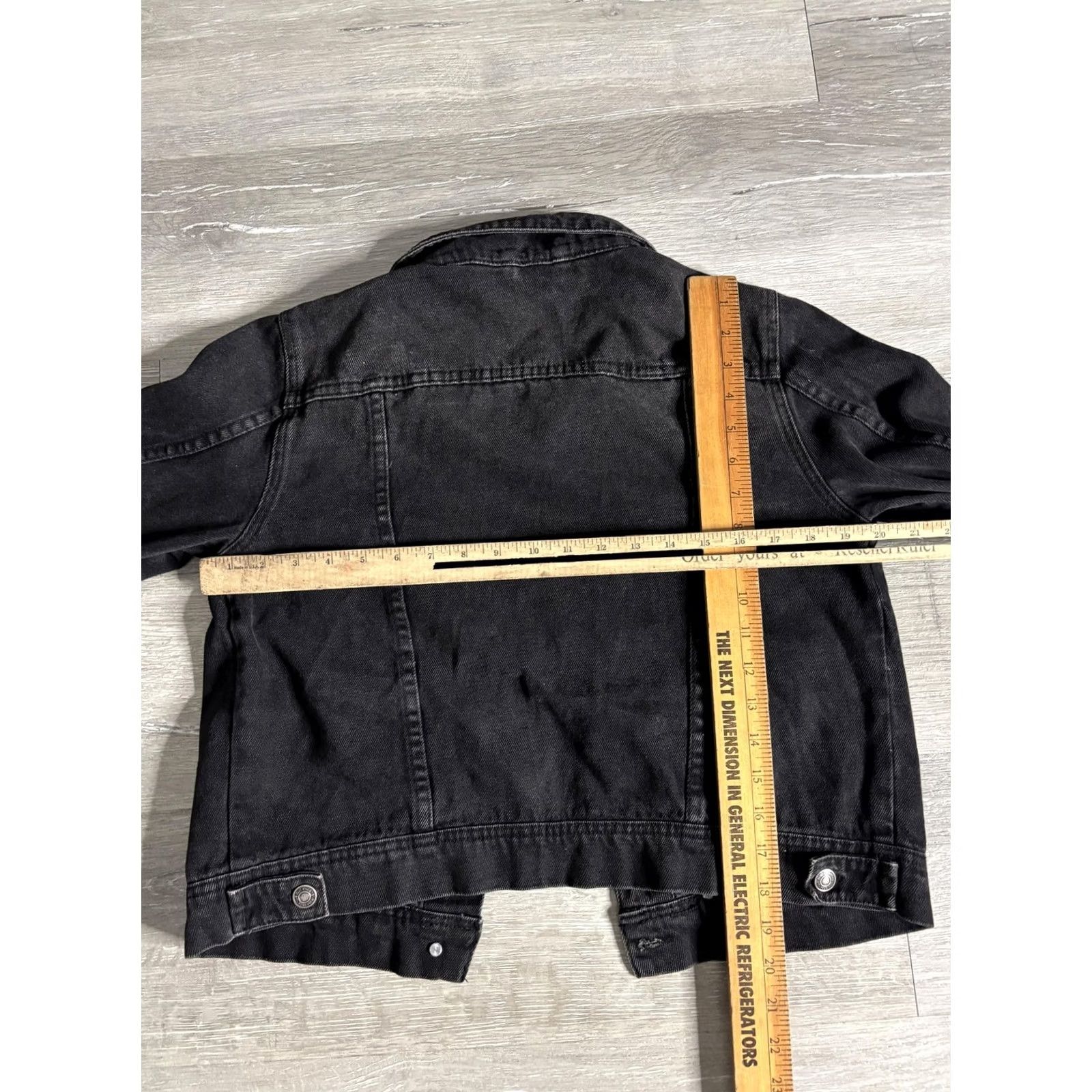 Free People Free People Jacket Womens Small Black Denim Button Front Cropped Classic Jacket Slim Casual Black Denim Short Sleeve? Size S / US 4 / IT 40 - 5 Thumbnail