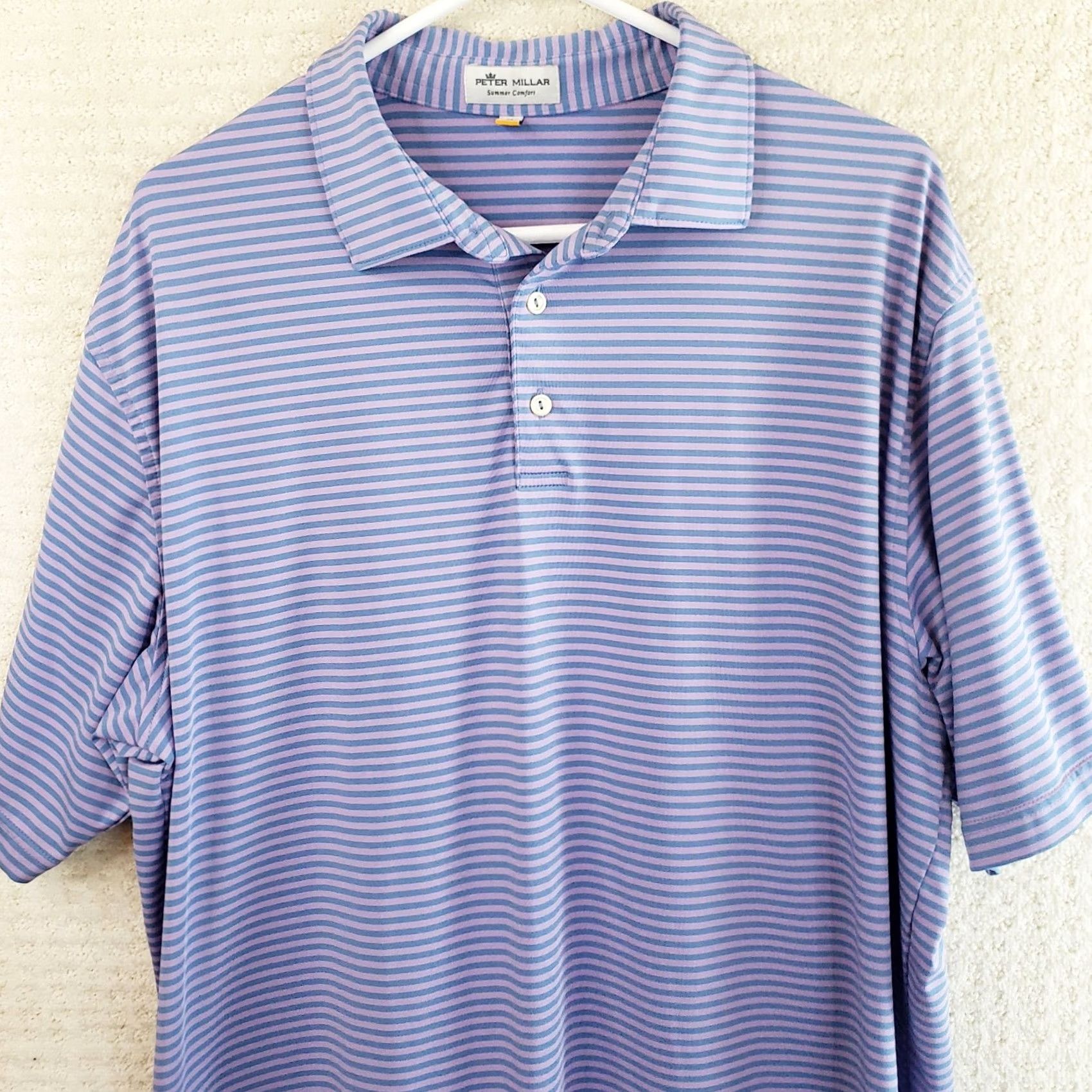 Peter Millar Peter Millar Polo Shirt Men XL Lavender Purple Stripe Summer Comfort Performance Size US XL / EU 56 / 4 - 2 Thumbnail