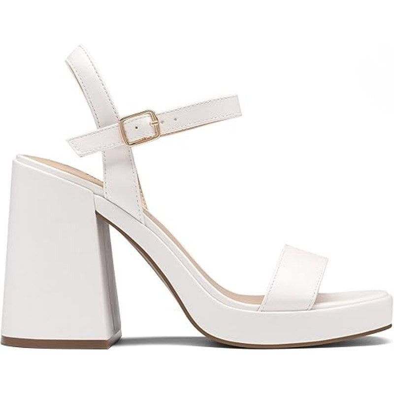 Other Dream Pairs Womens 8.5 White Faux Leather Block Heel Sandals Size US 8.5 / IT 38.5 - 2 Thumbnail