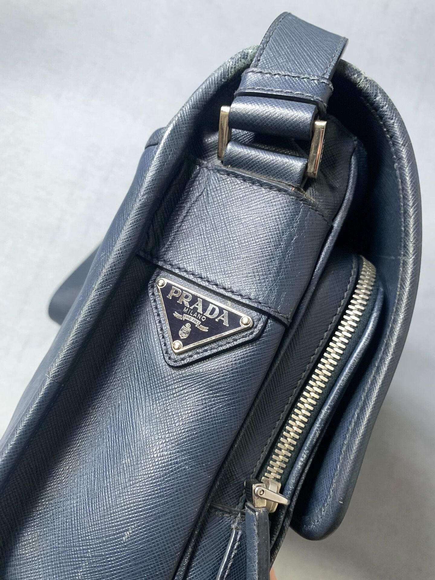 Prada Prada Triangle Logo Cross Grain Shoulder Bag Size ONE SIZE - 1 Thumbnail