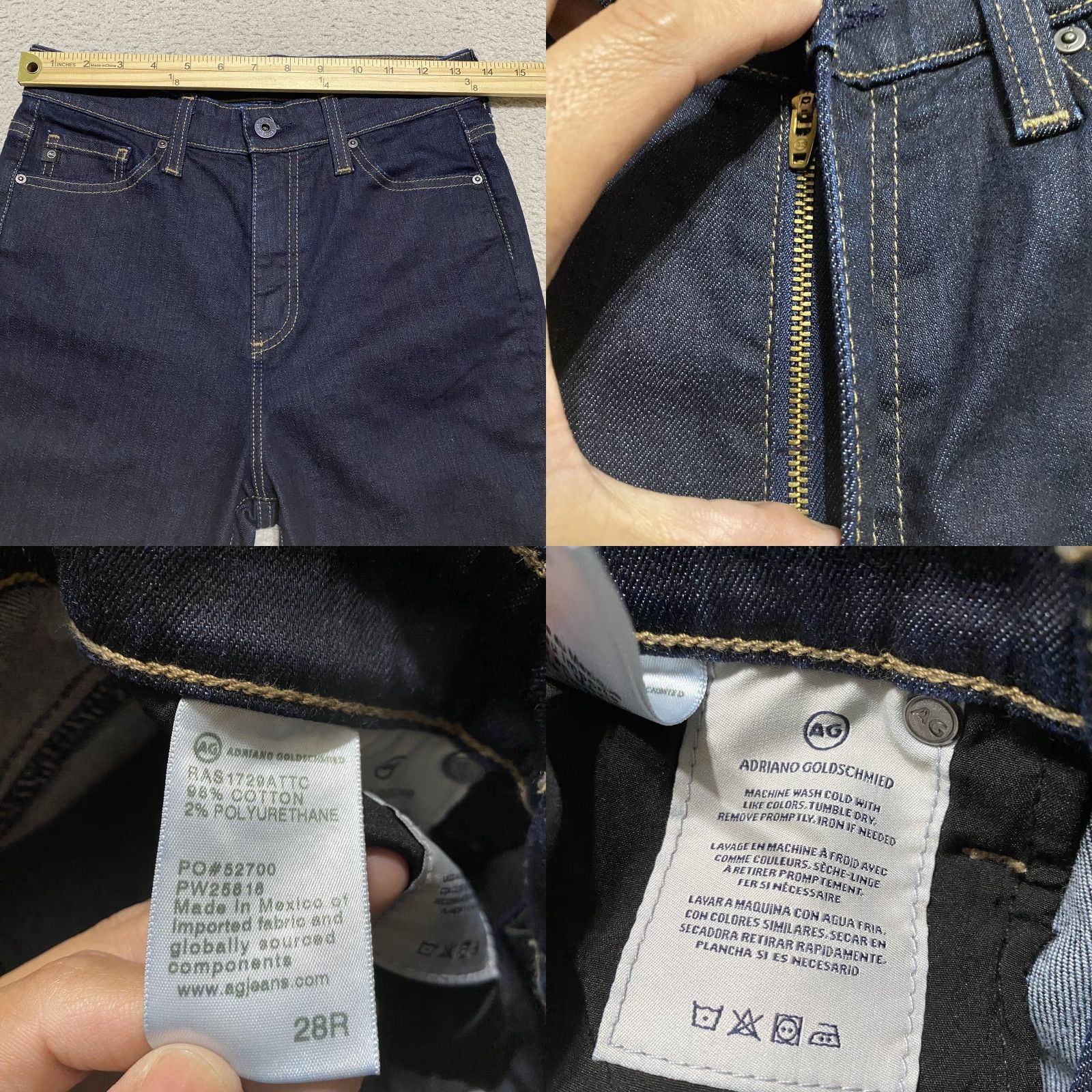 Vintage AG Adriano Goldschmied Jeans Womens 28 Blue Denim Mila Super High Rise Skinny Jeans" Size 27" / US 4 / IT 40 - 8 Thumbnail
