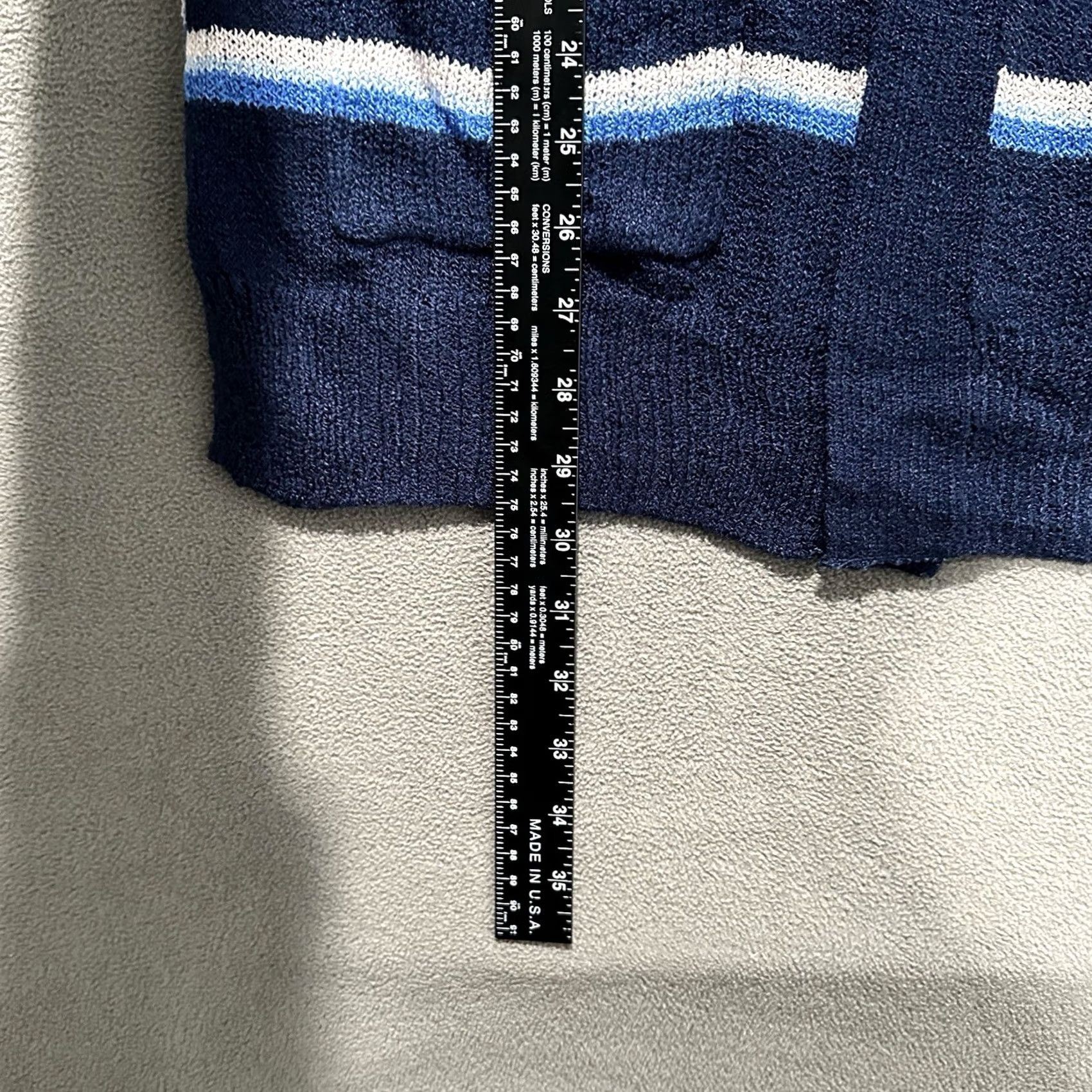 Vintage SO Cardigan Sweater Womens Medium Blue Striped Knit Open Front Pockets Flowy EUC Size M / US 6-8 / IT 42-44 - 7 Thumbnail