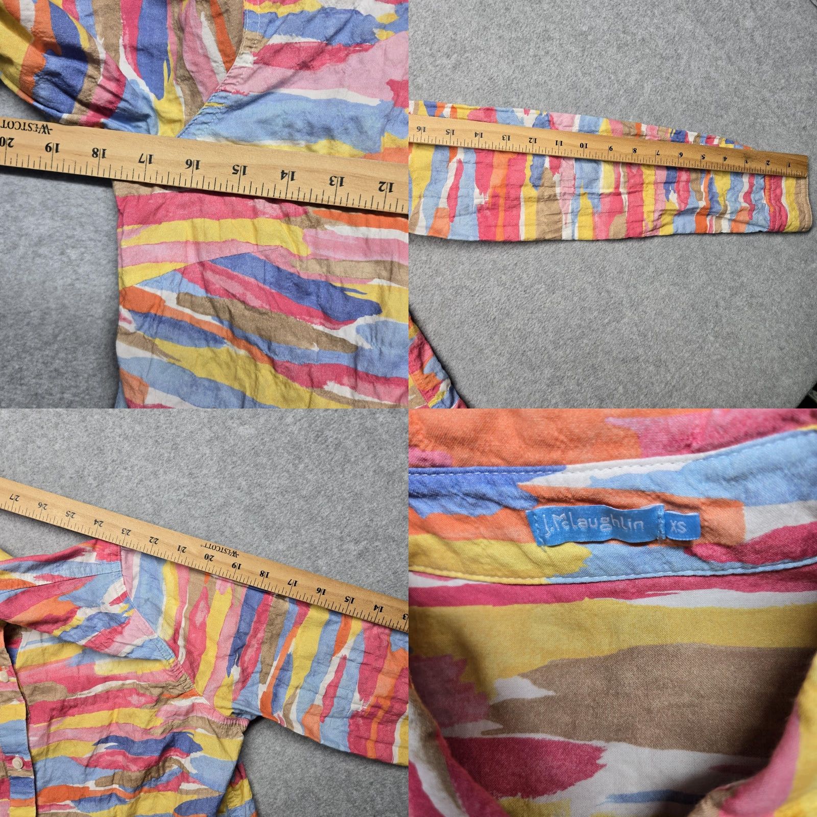 J.McLaughlin J.McLaughlin Shirt Womens XS Multicolor Watercolor Print Button-Down Long Sleeve Size XS / US 0-2 / IT 36-38 - 8 Thumbnail