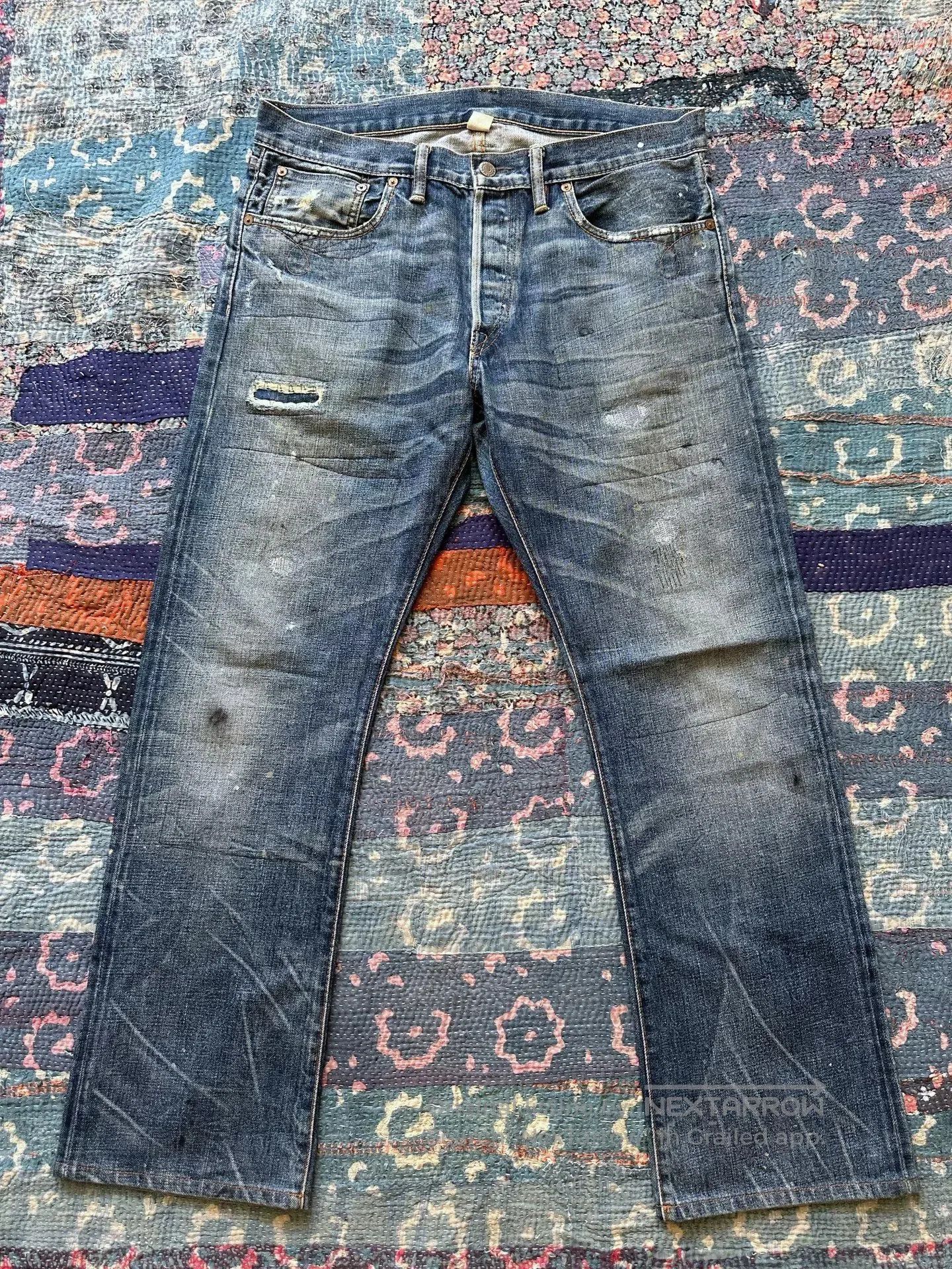 RRL Ralph Lauren rrl slim boot cut distressed denim pants. Size US 33 - 1 Thumbnail