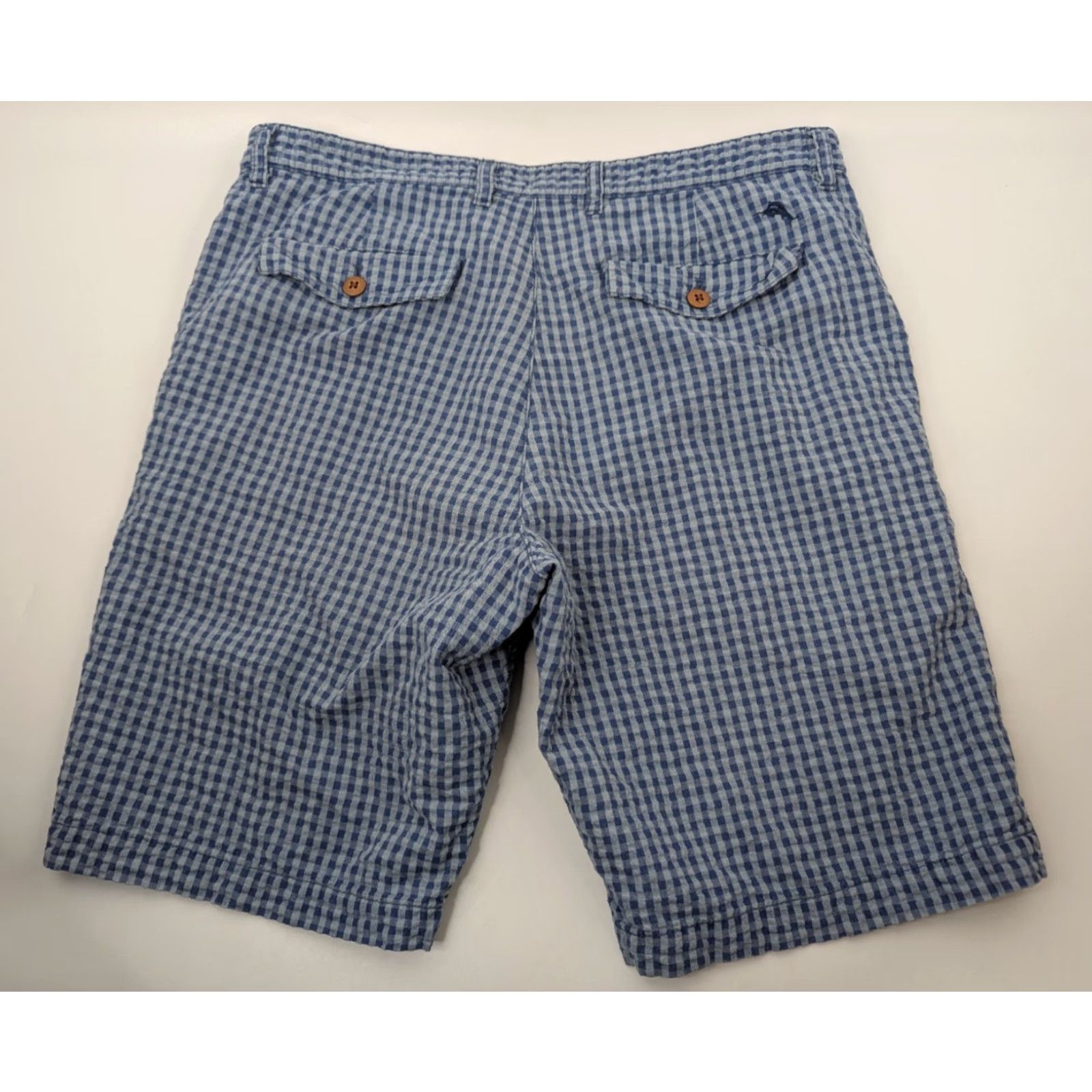 Tommy Bahama Tommy Bahama Seersucker Shorts Men's 32 Blue Gingham Plaid Summer Casual Cotton Beach, Tropical Mens Regular Shorts Size US 32 / EU 48 - 2 Thumbnail