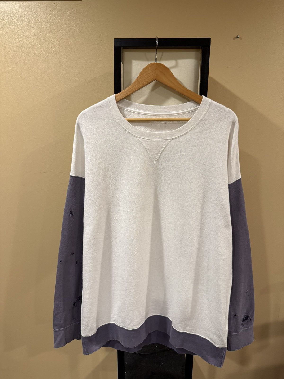 Visvim Visvim SS20 White/Purple Jumbo Crash Distres Sweat L/S Shirt Size US XL / EU 56 / 4 - 9 Thumbnail